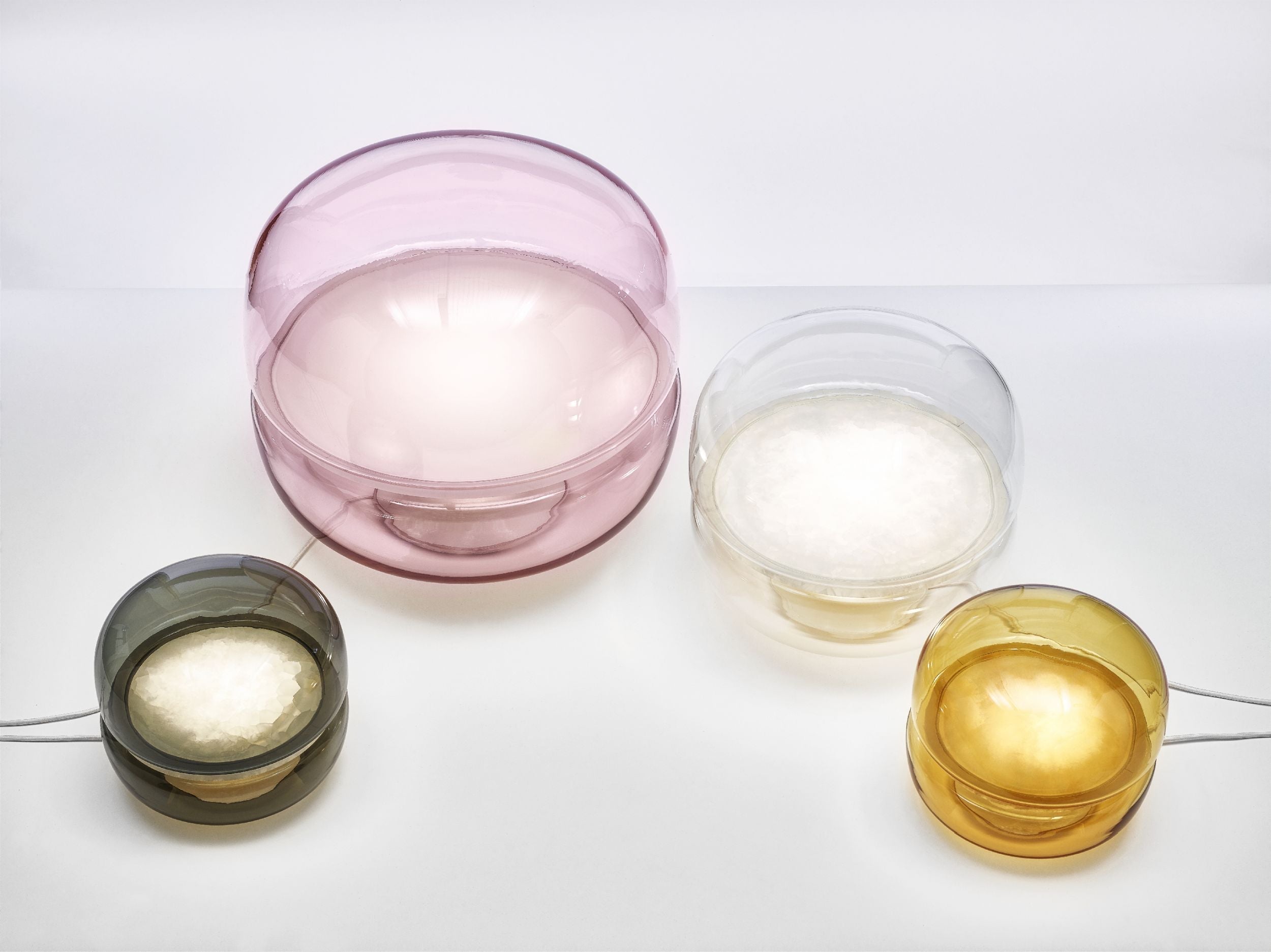 Makkaron -M -Tischlampe aufblasbares Glas mit Onyx