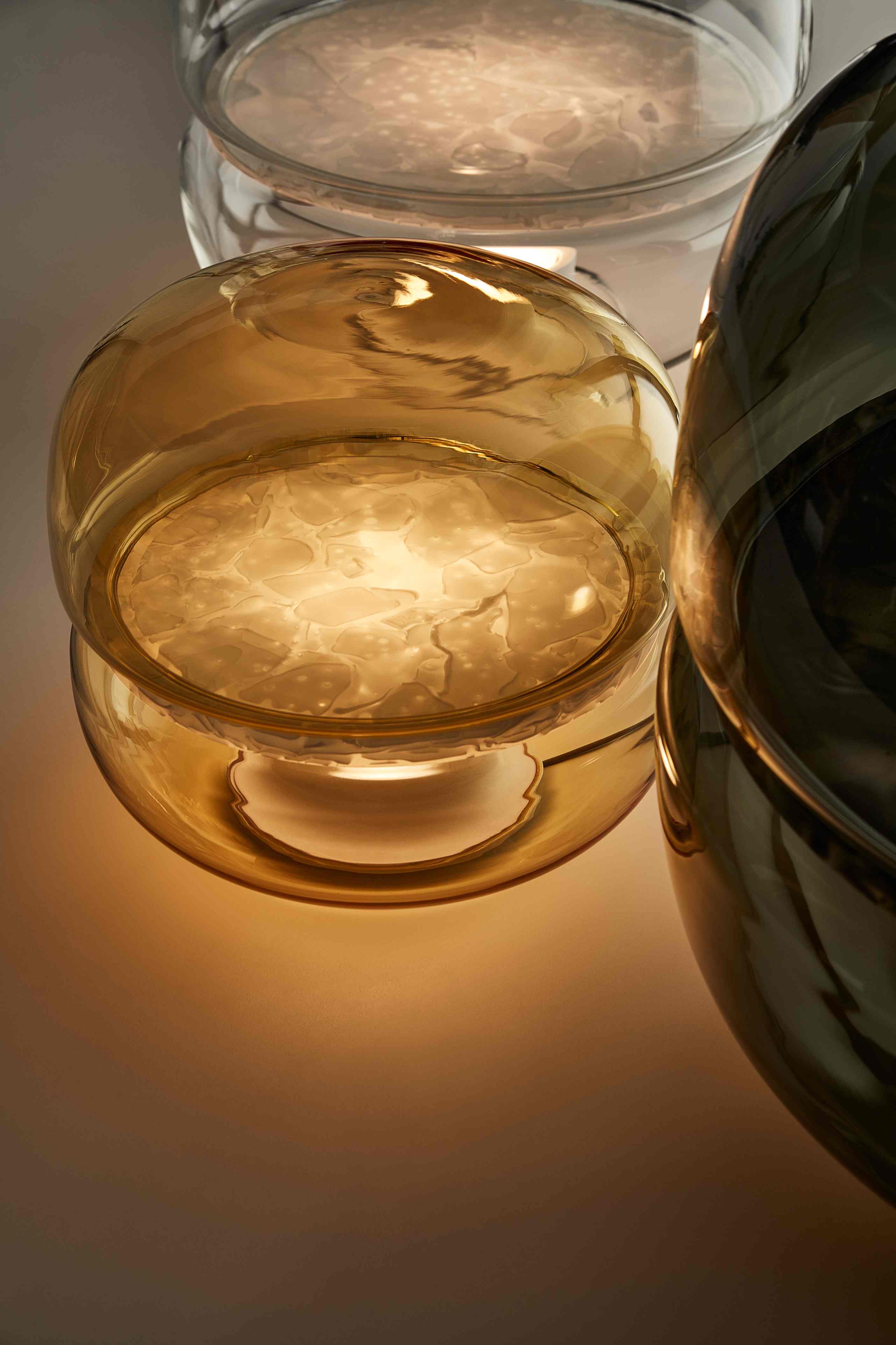 Makkaron -Mini -Tischlampe aufblasbares Glas mit Onyx