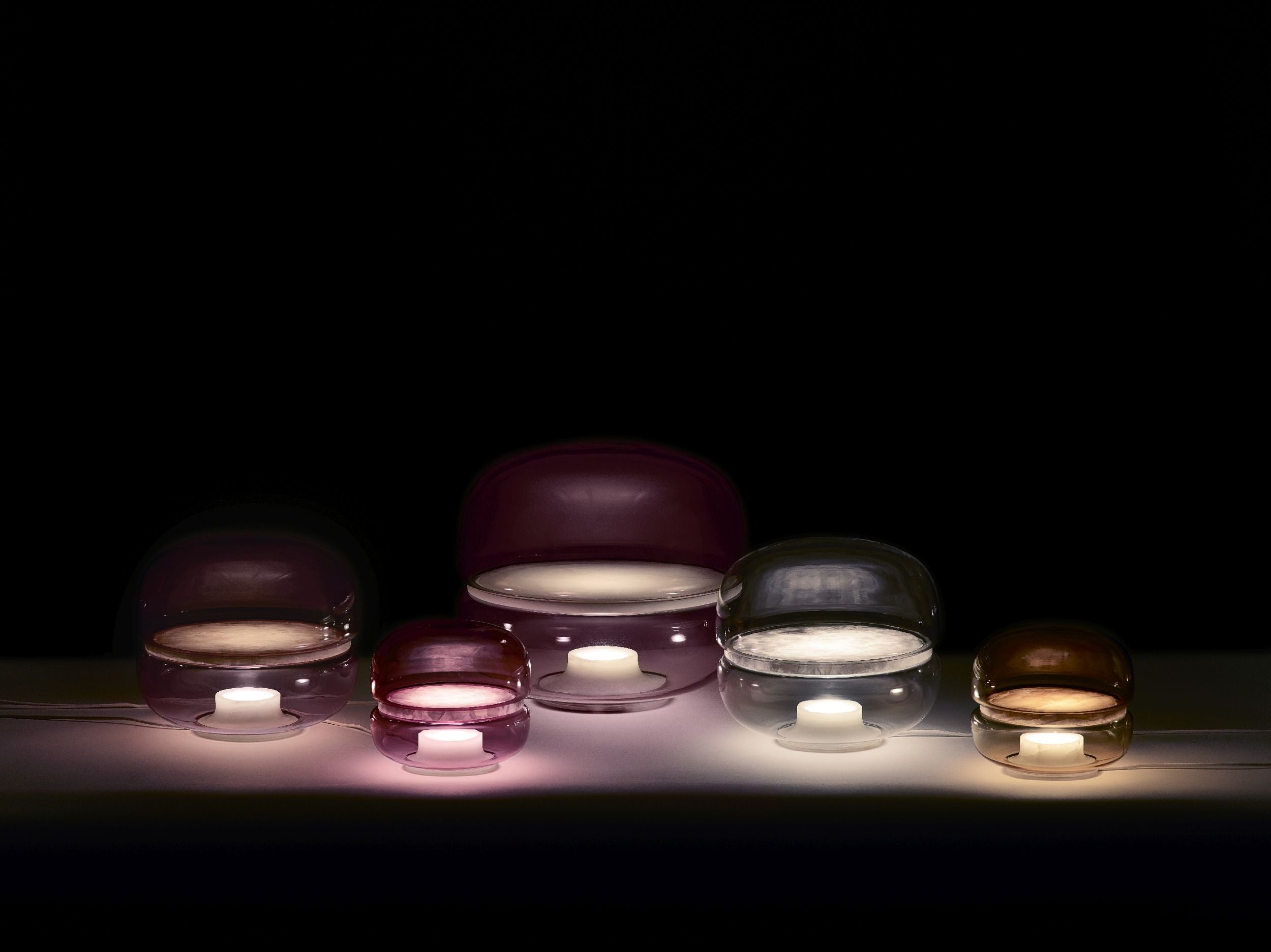Makkaron -M -Tischlampe aufblasbares Glas mit Onyx