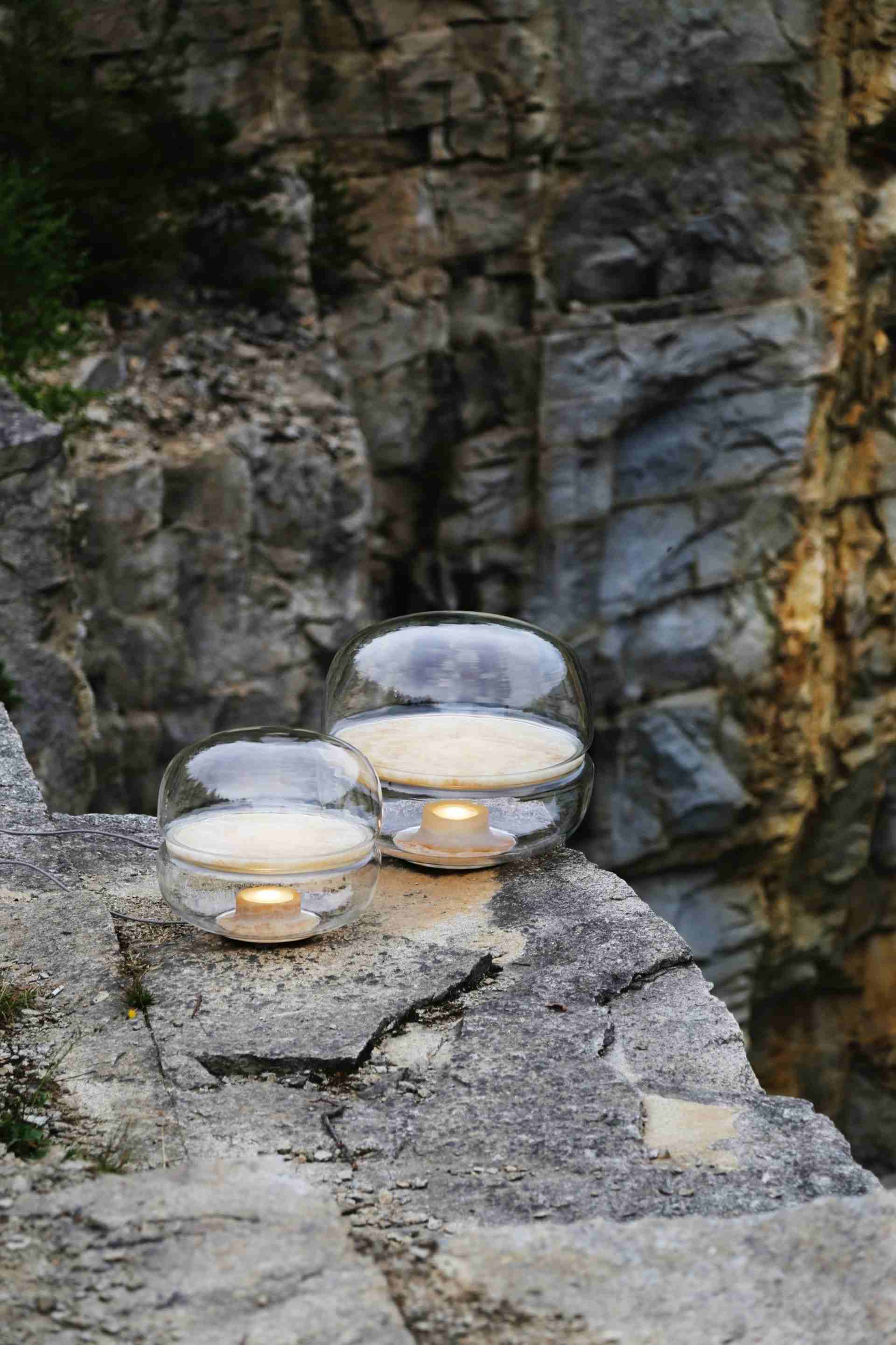Makkaron -M -Tischlampe aufblasbares Glas mit Onyx