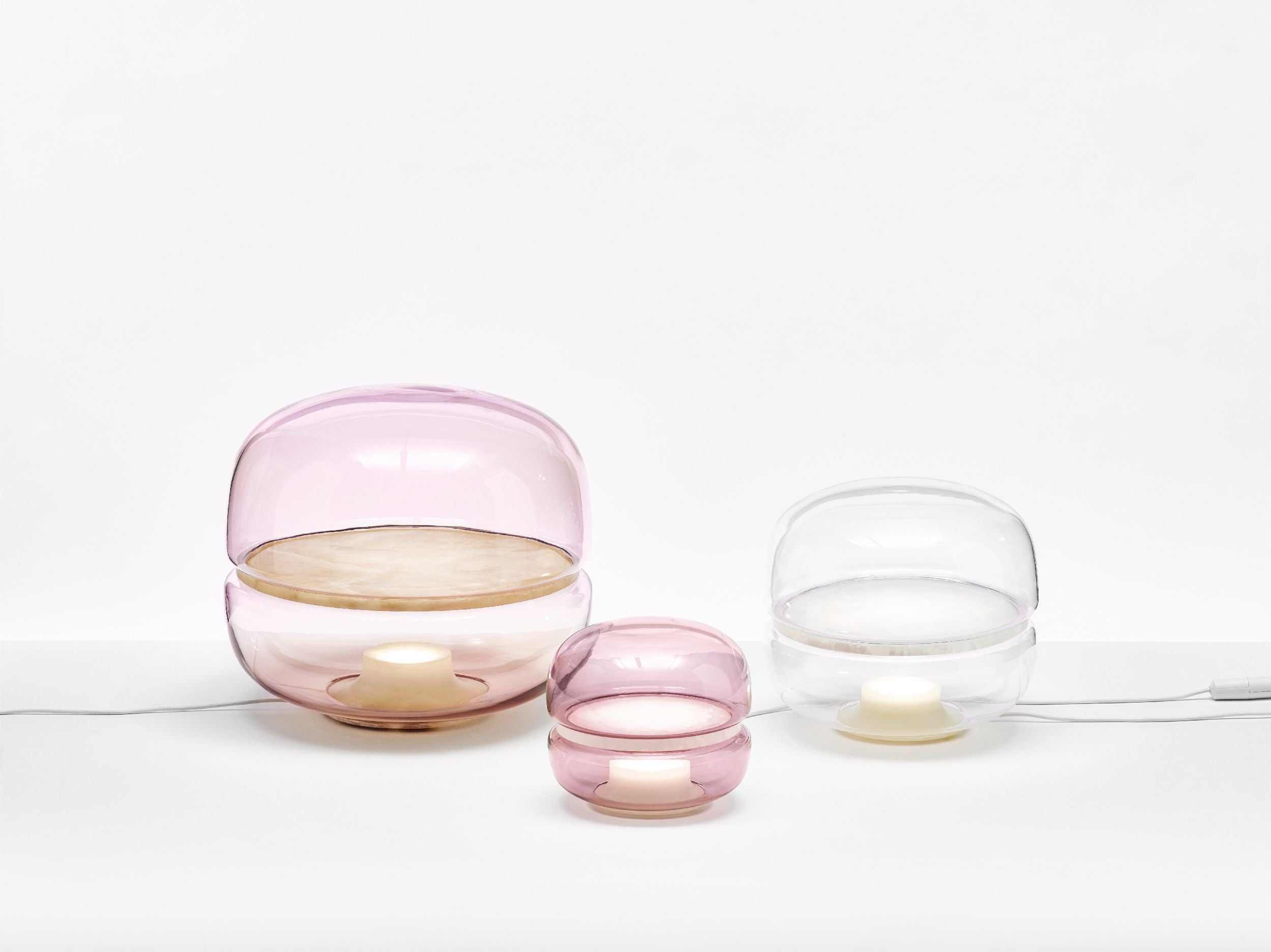 Makkaron -Mini -Tischlampe aufblasbares Glas mit Onyx
