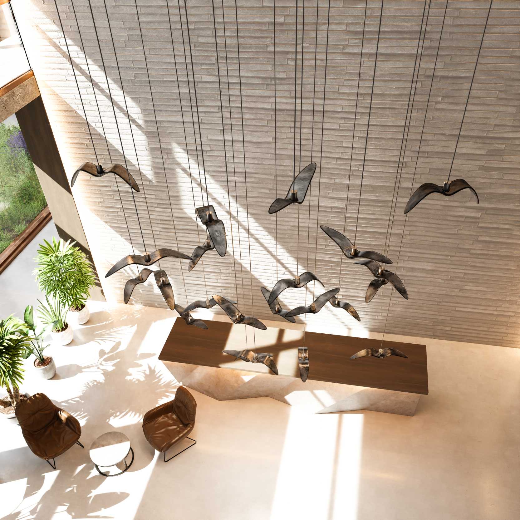 Hanging Lamp Night Birds Glas