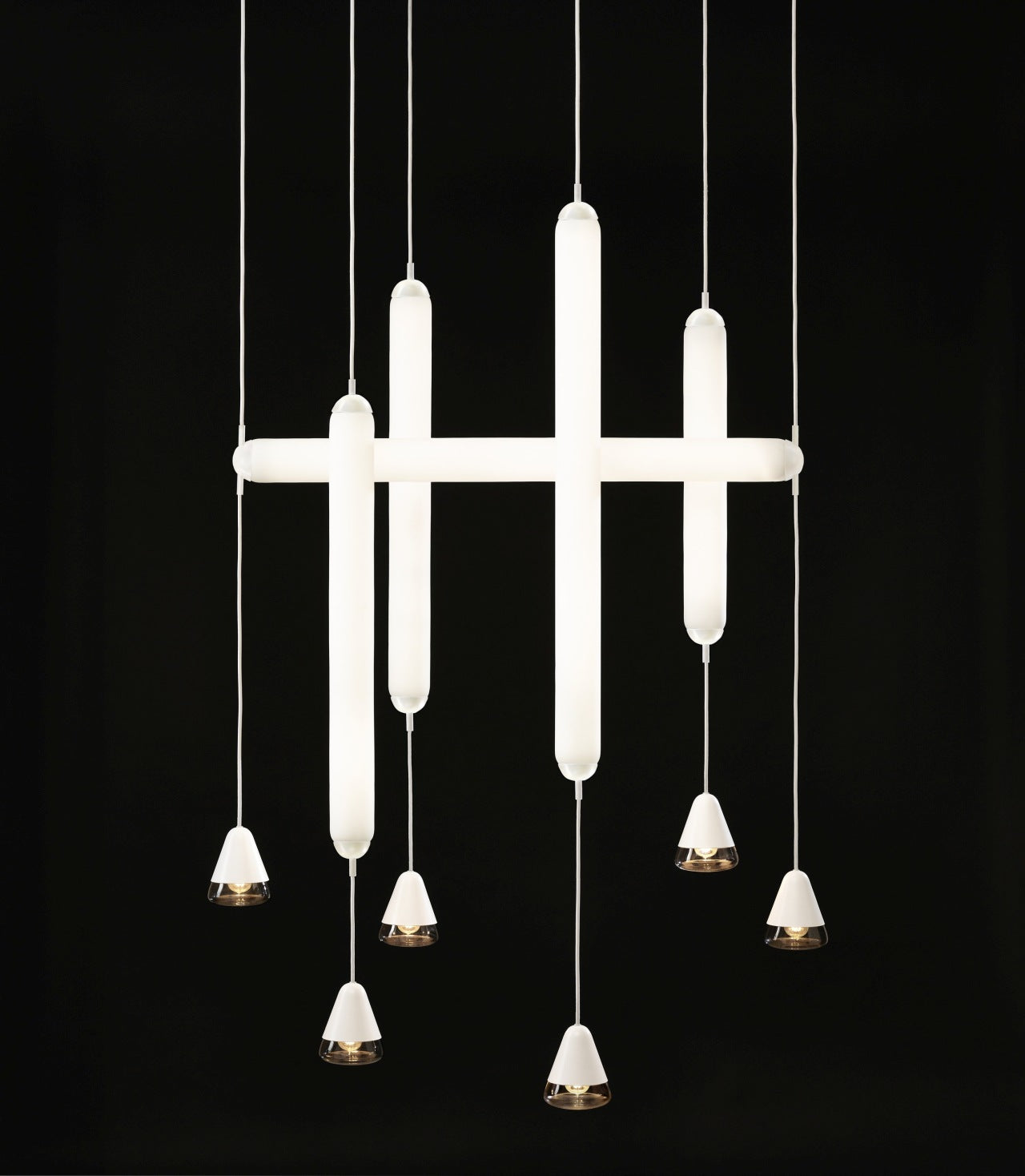 Puro Single Hanging Lamp - Horizontales mattes Glas