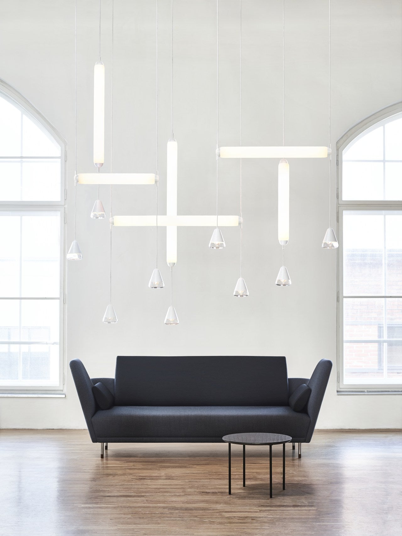Puro Single Hanging Lamp - Horizontales mattes Glas