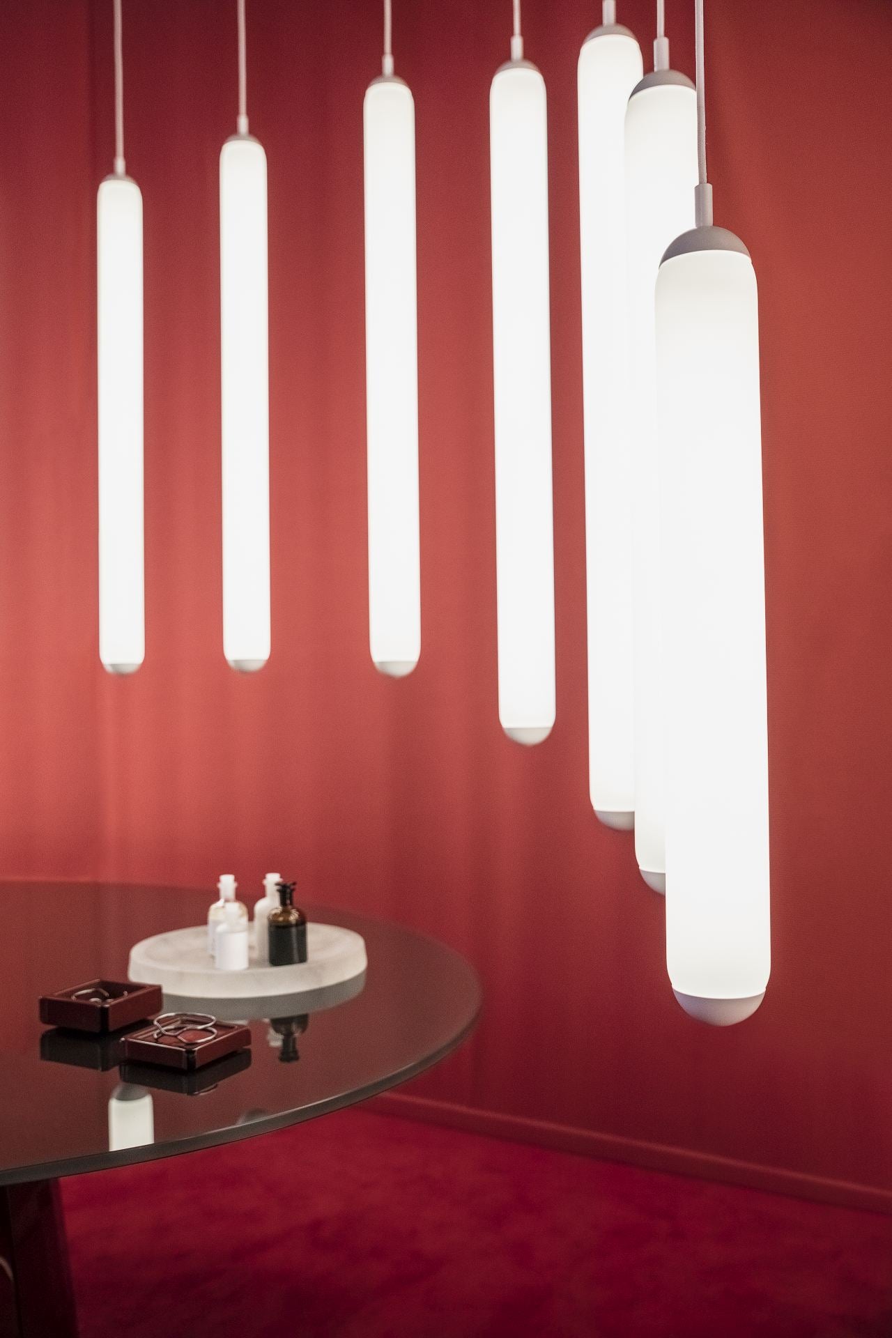 Puro Solo Hanging Lamp - vertikales Mattglas