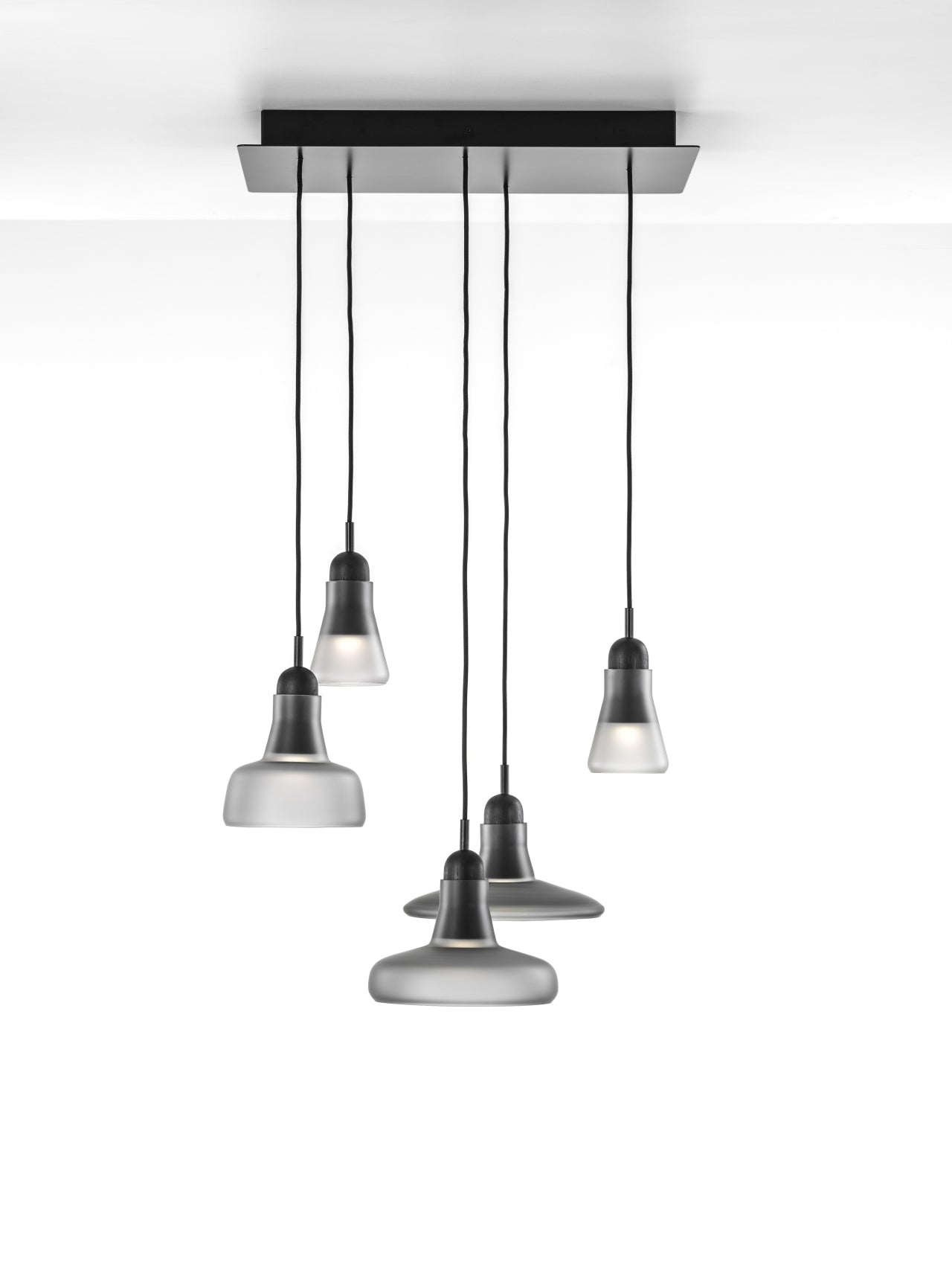 Schatten Hanging Lampe - Rechteckige kleine Mattglas einstellen