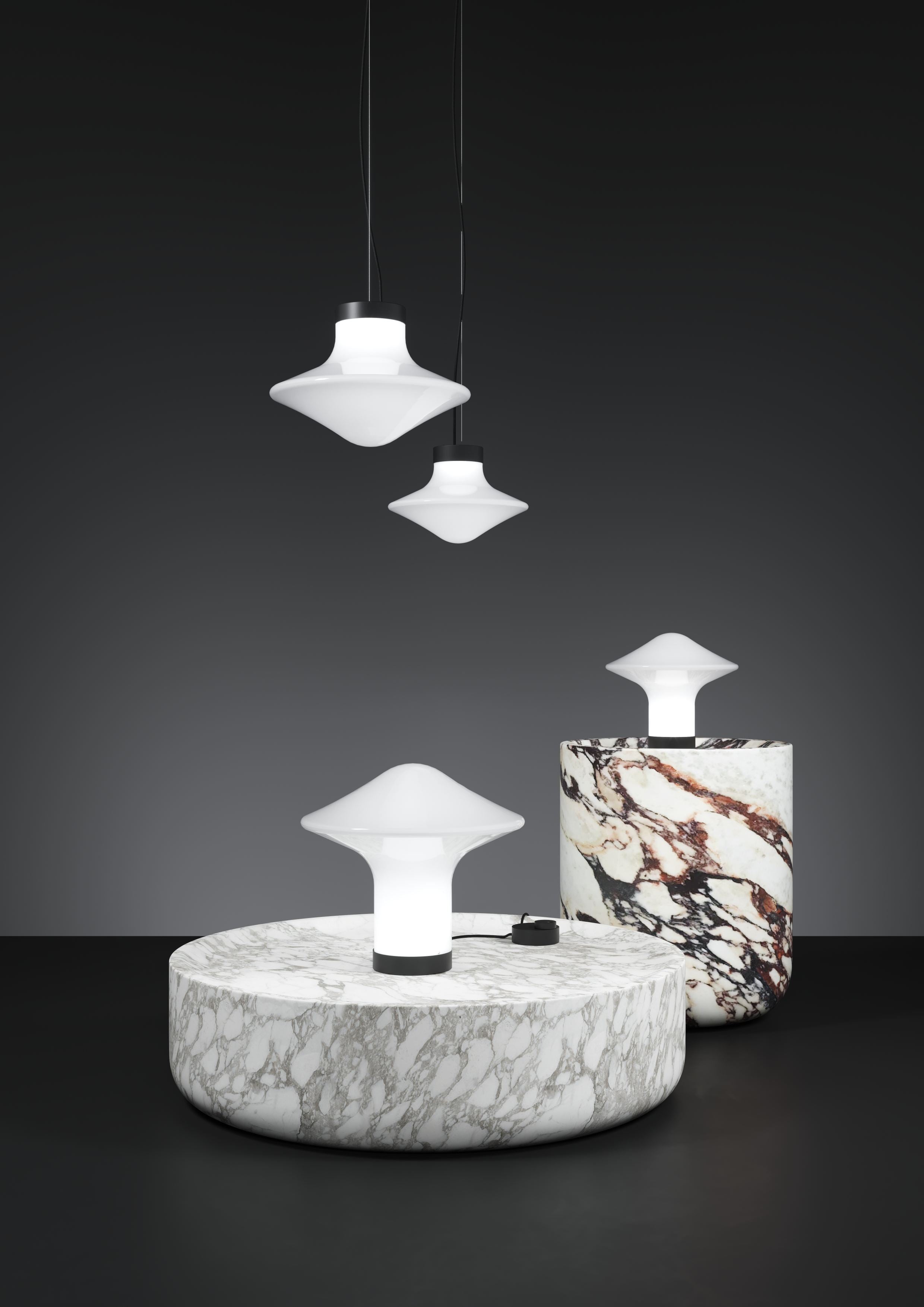 Trottel -Tischlampe Informiertes Glas