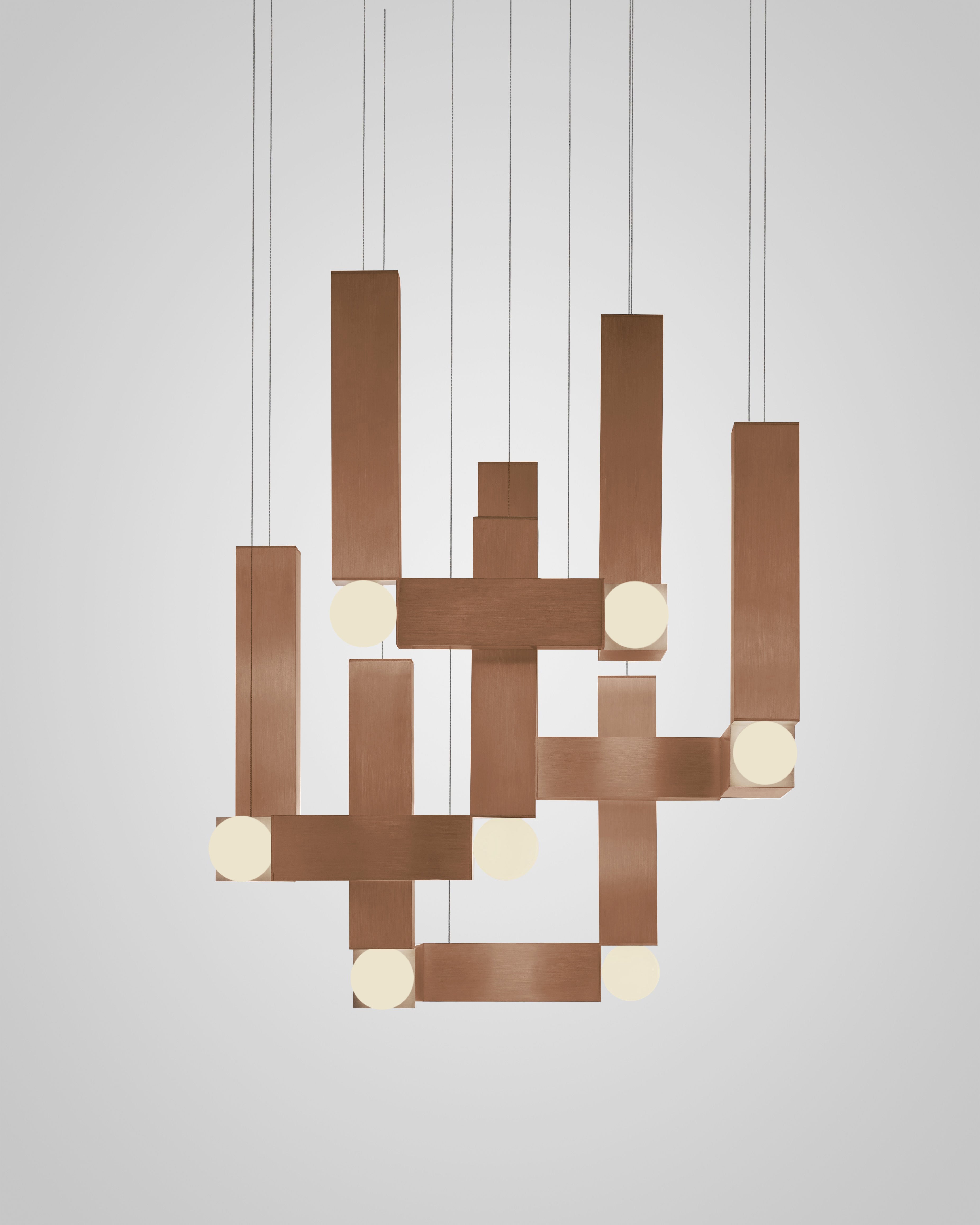 Lampa wisząca VESPER QUATTRO opalowy klosz z brązowym wykończeniem