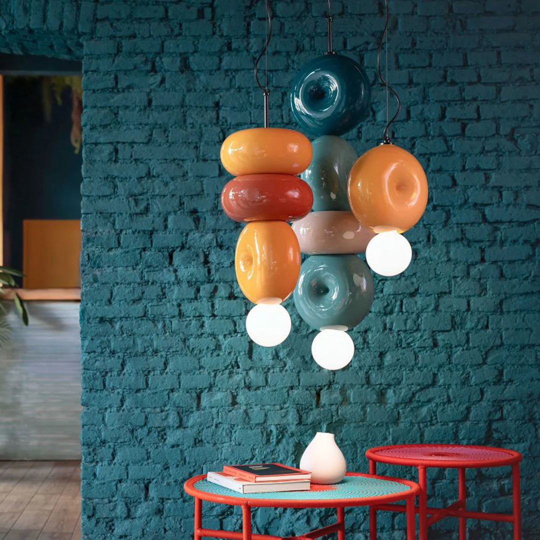 Ceramic Bumbum yellow with orange pendant lamp