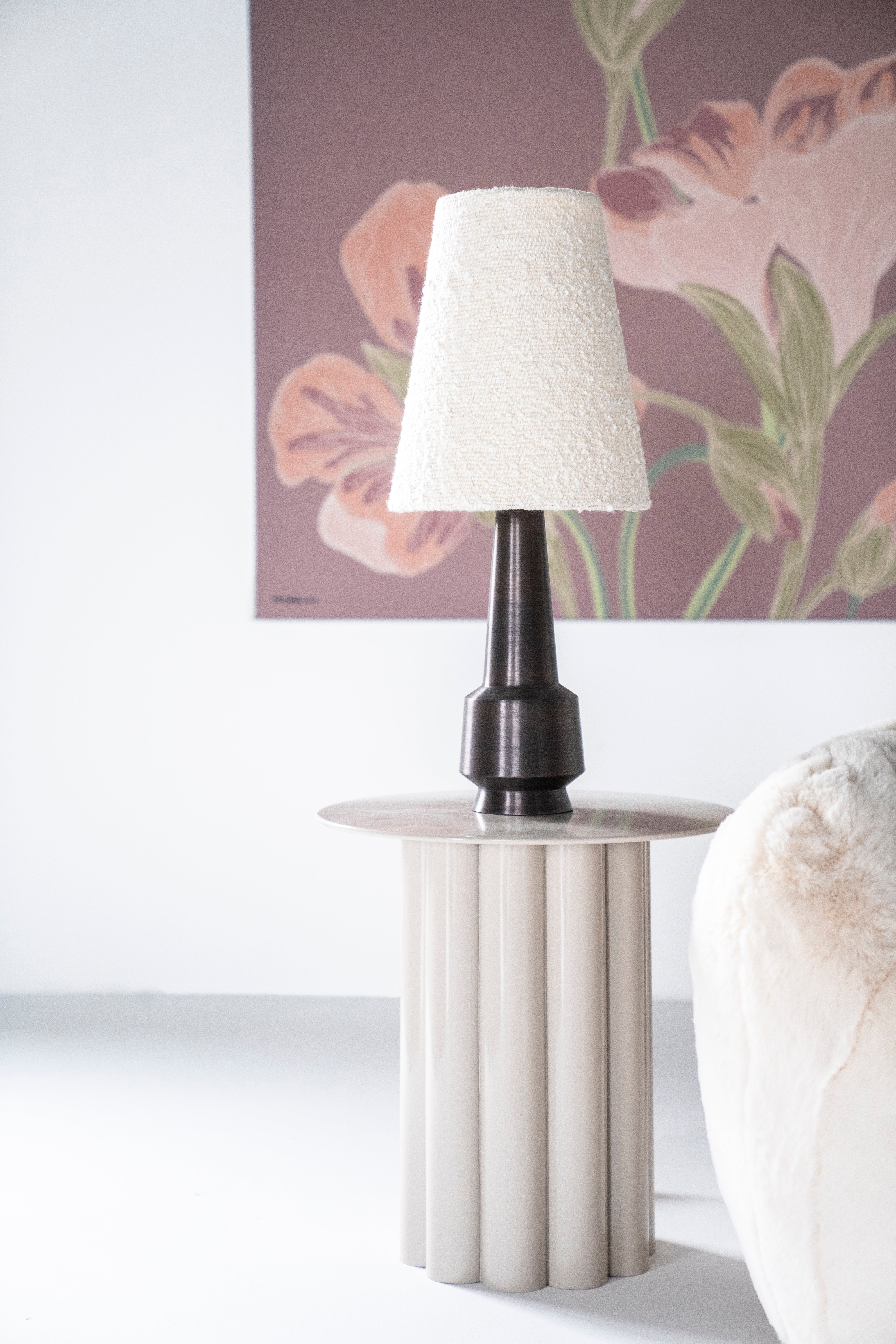 DAWN table lamp light beige with dark brown base