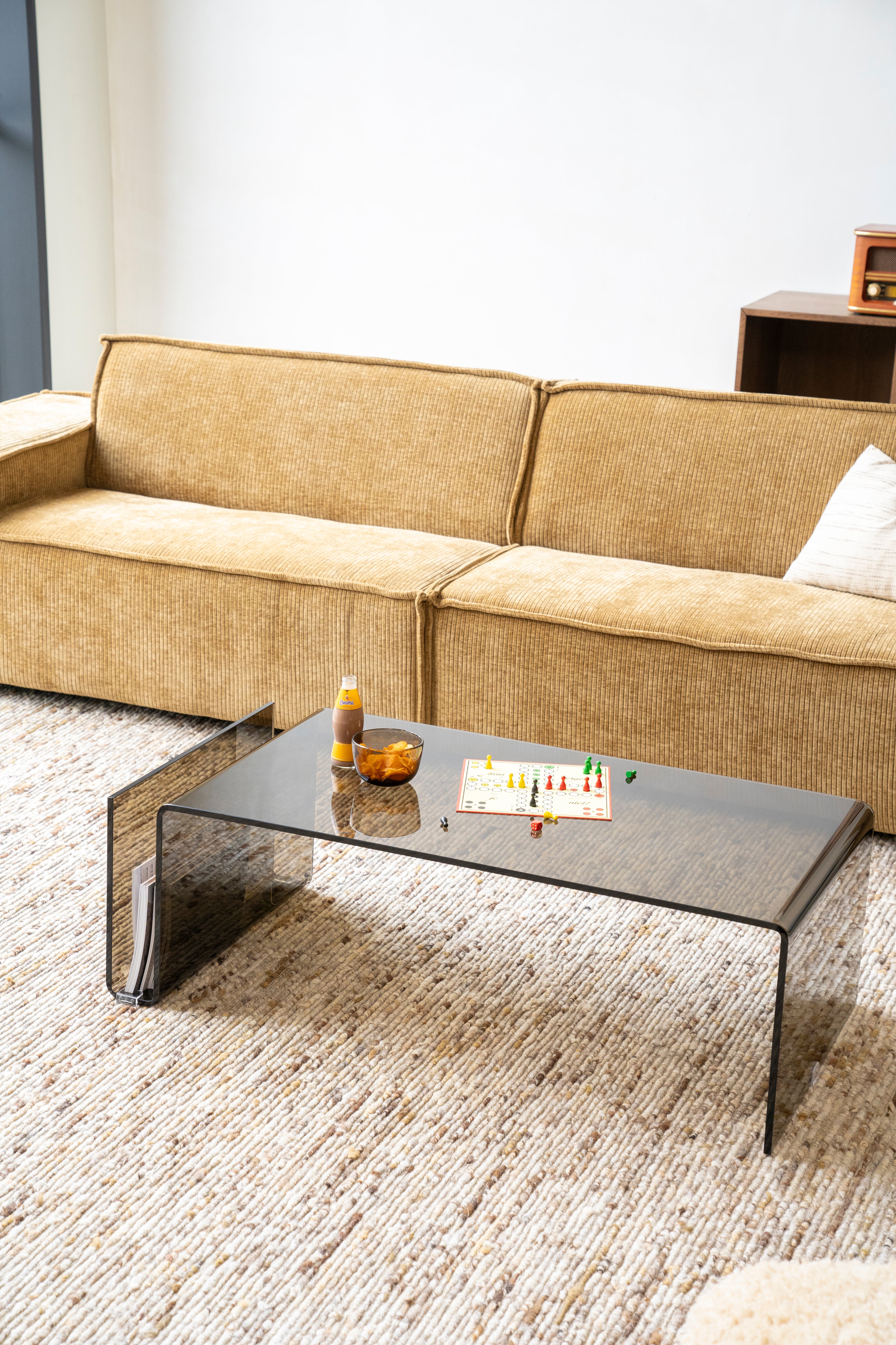 Couchtisch SHADOW braunes Glas