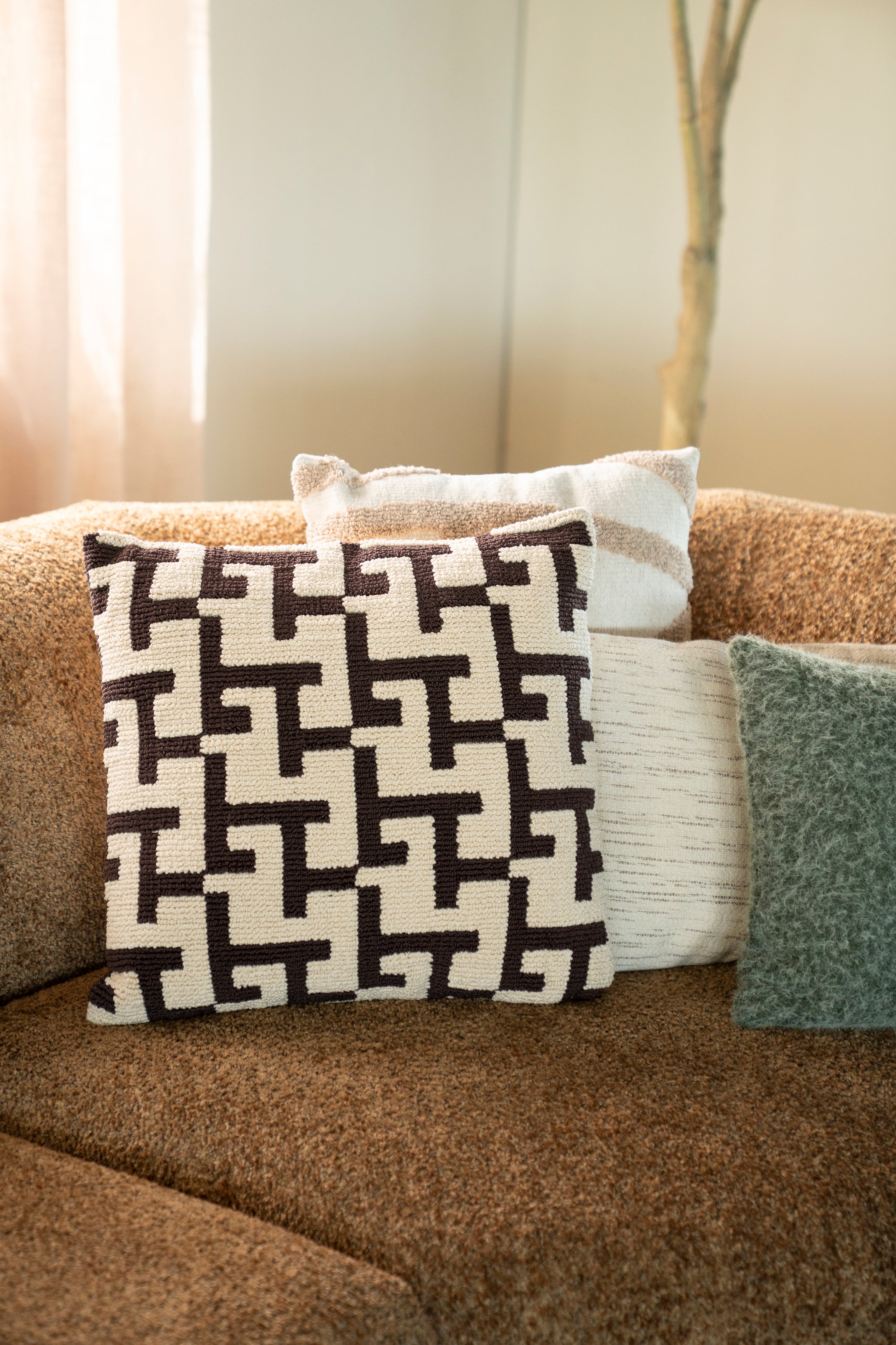 Poduszka ZIGGY brązowy z beżowym