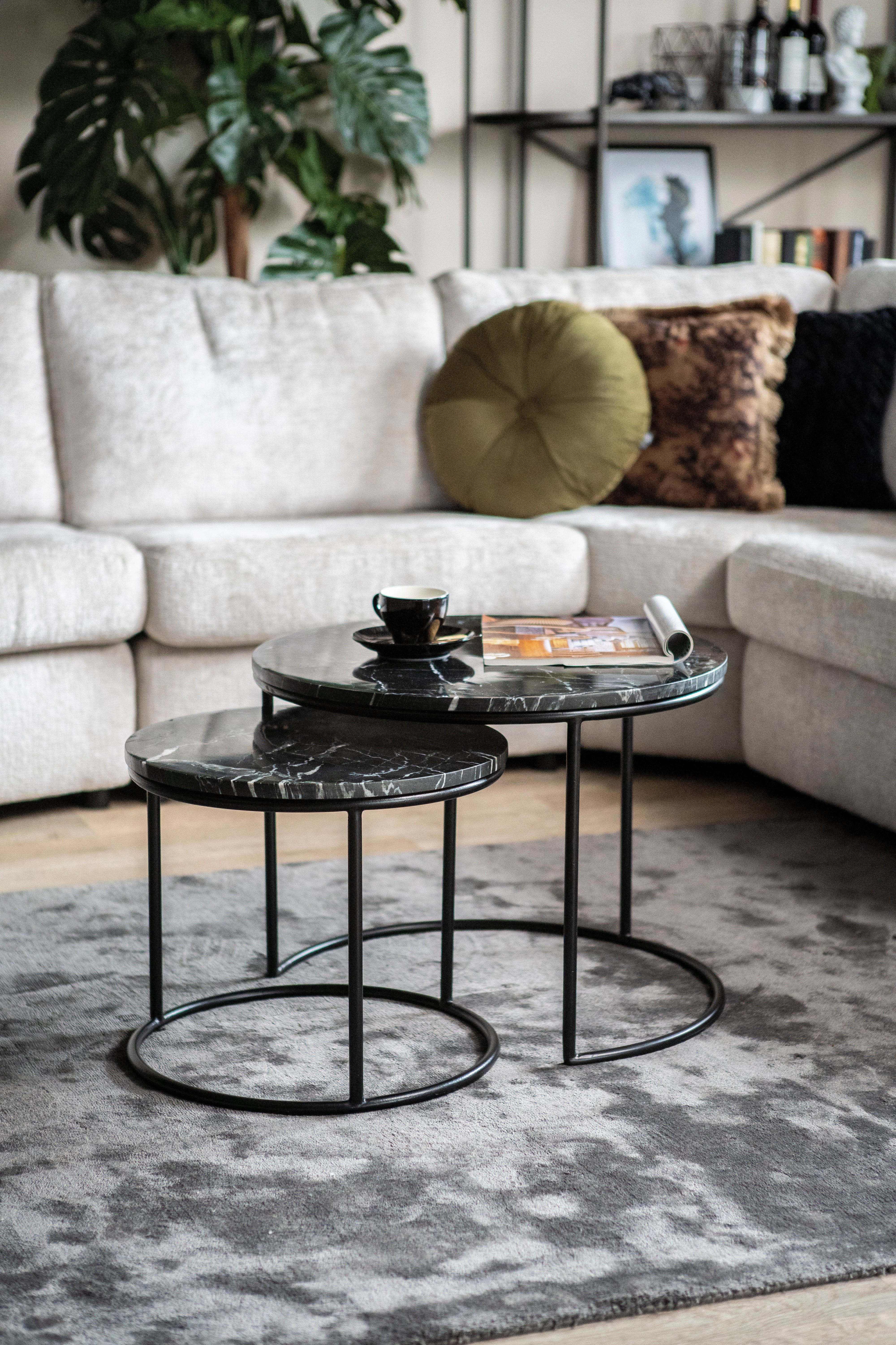 Set von Couchtischen ROMEO schwarzer Marmor