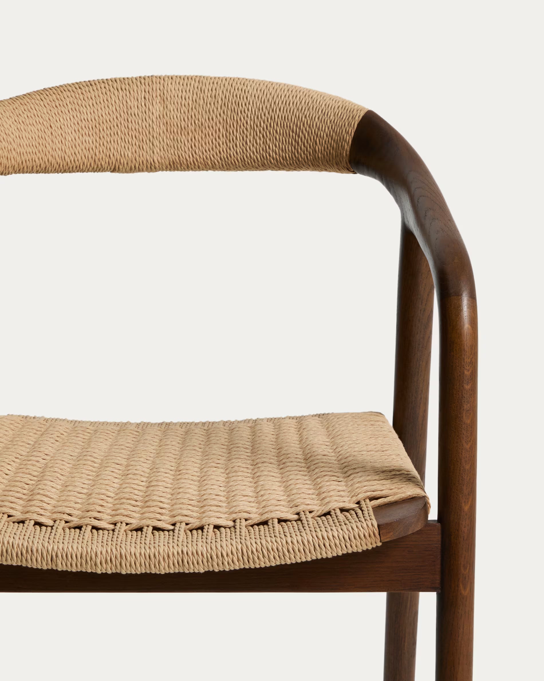 Stuhl DERILE beige mit dunklem Holzgestell