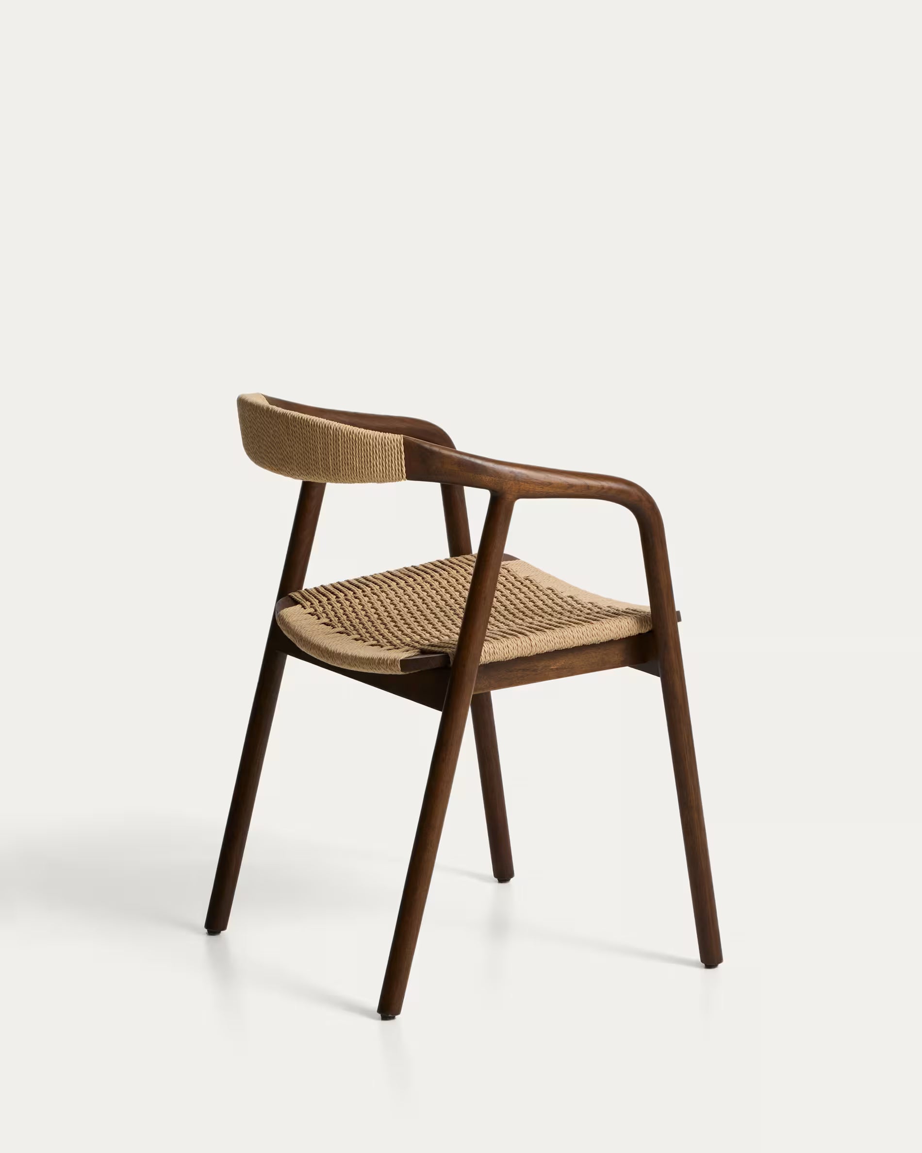 Stuhl DERILE beige mit dunklem Holzgestell