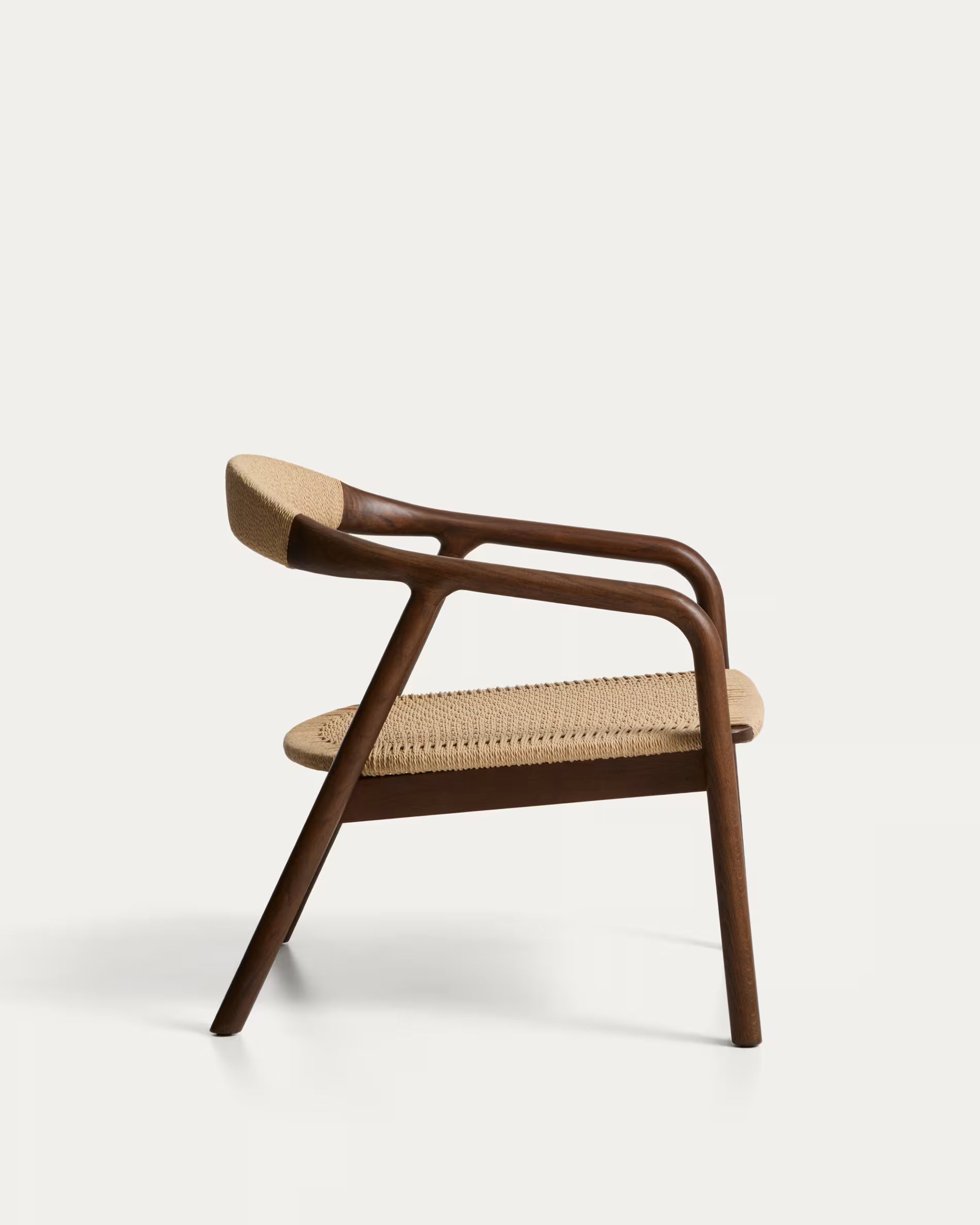 Sessel DERILE beige mit dunklem Holzgestell