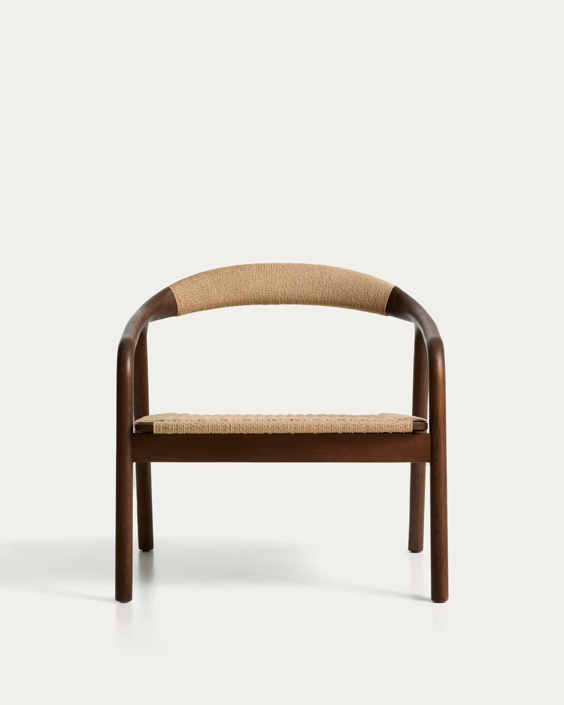 Sessel DERILE beige mit dunklem Holzgestell