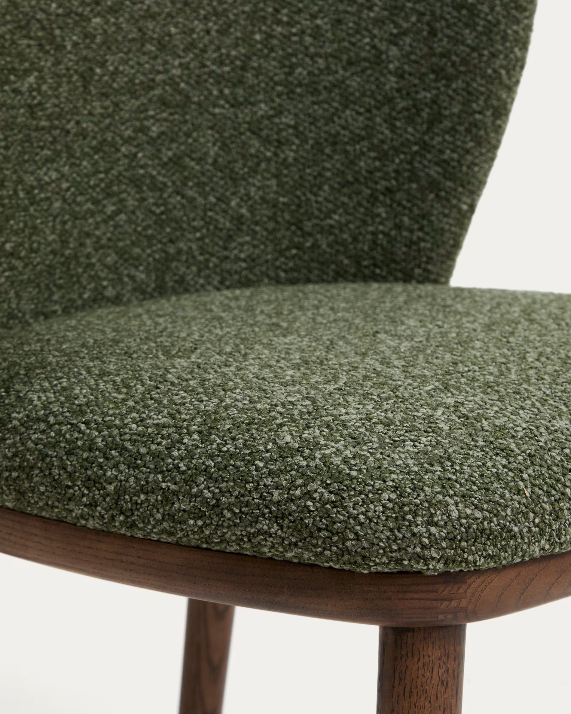 Bar stool CISELIA dark green chenille with dark ash base
