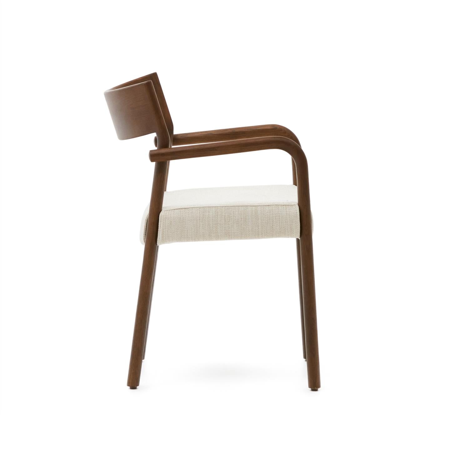 FALCONERA Stuhl beige Chenille mit dunklem Eichengestell