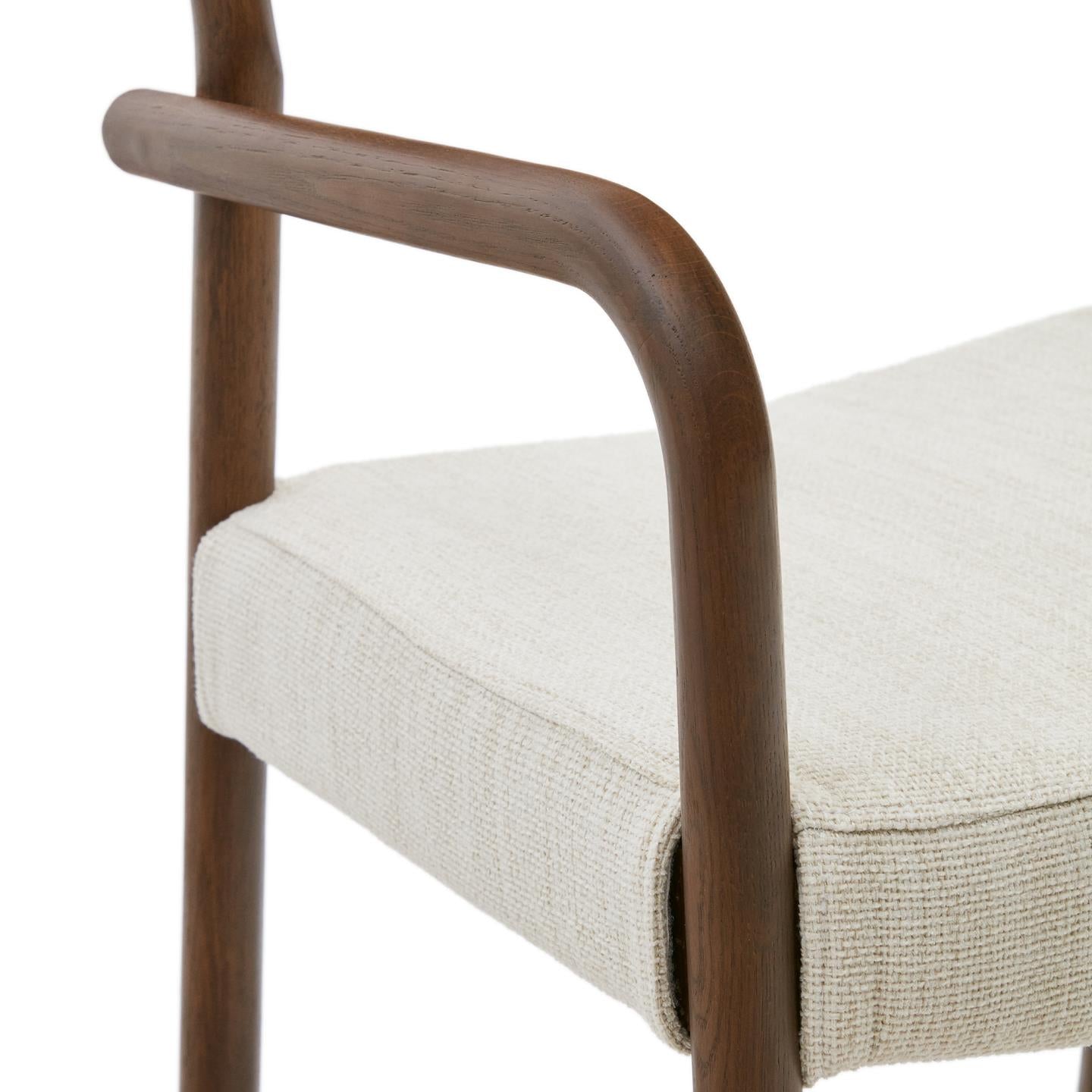 FALCONERA Stuhl beige Chenille mit dunklem Eichengestell
