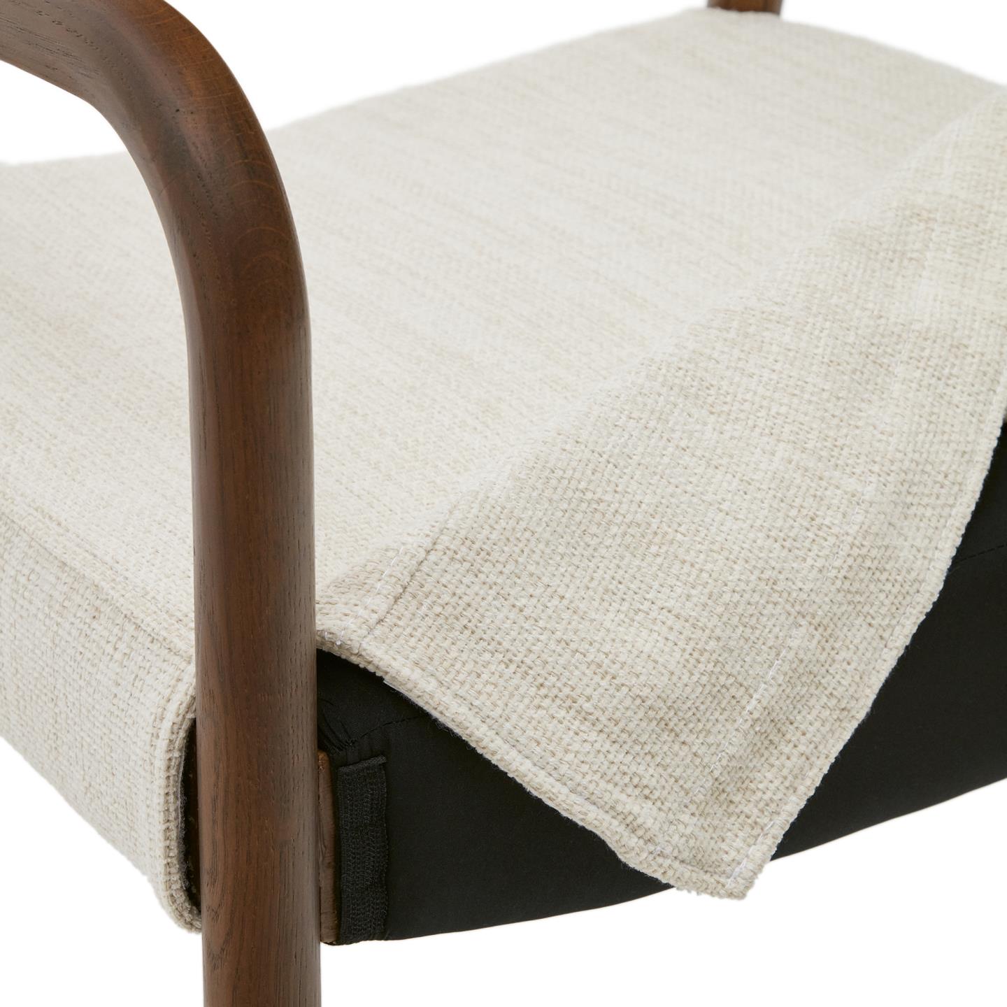 FALCONERA Stuhl beige Chenille mit dunklem Eichengestell