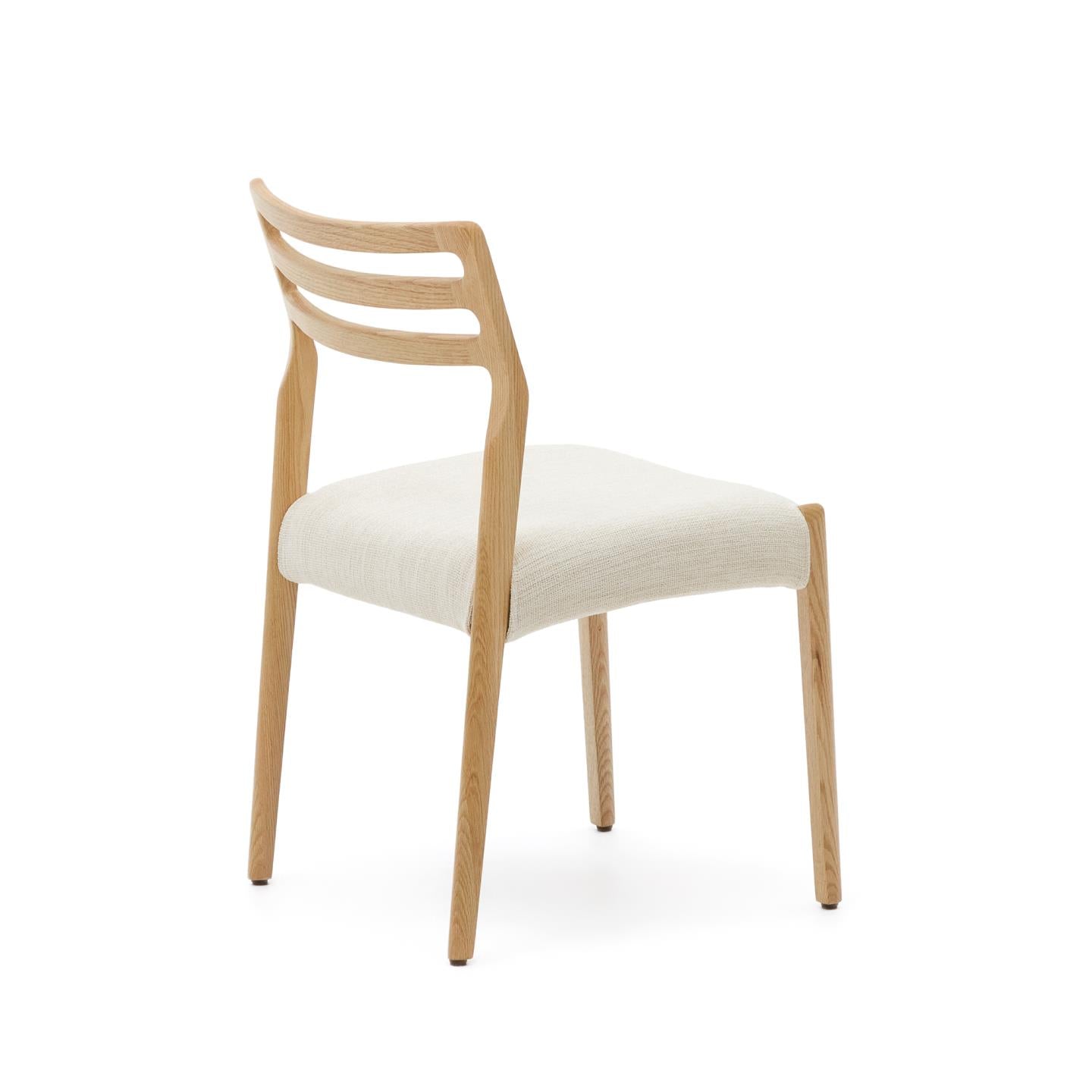 CUDIA Stuhl beige Chenille mit Eichengestell
