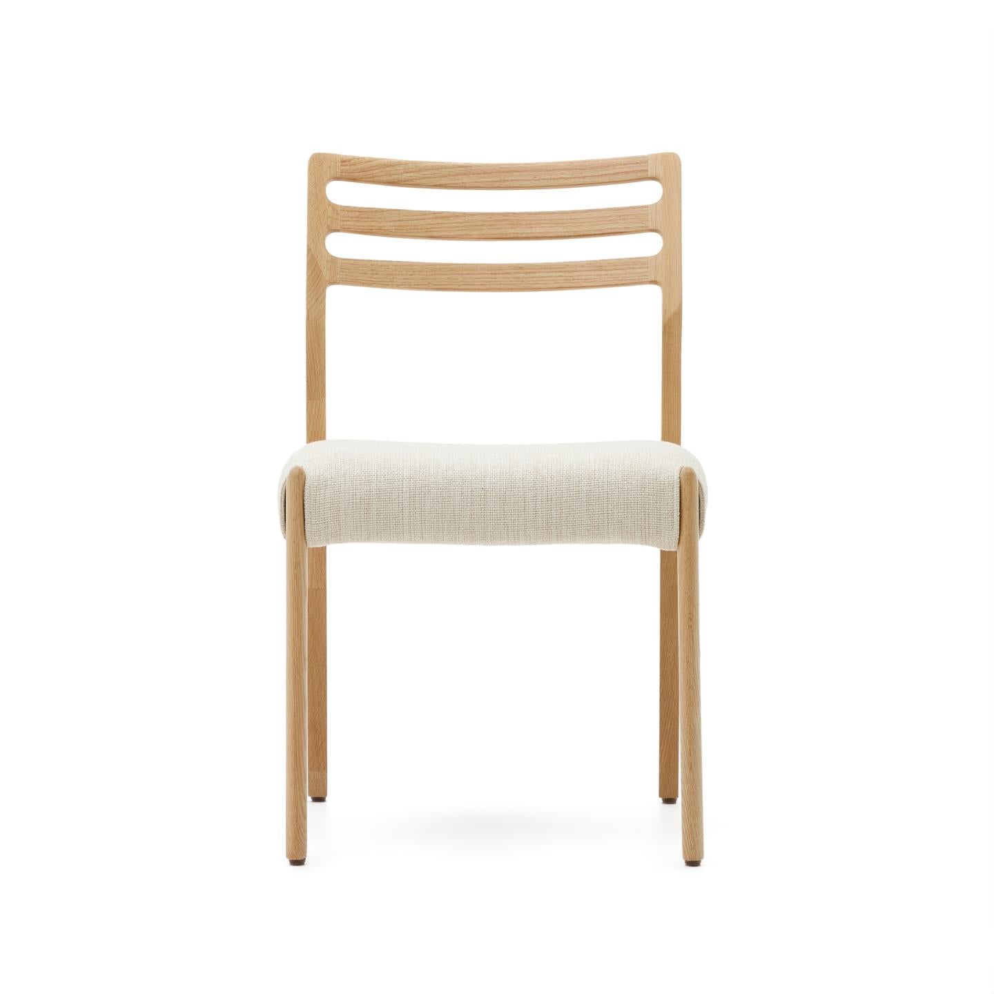CUDIA Stuhl beige Chenille mit Eichengestell