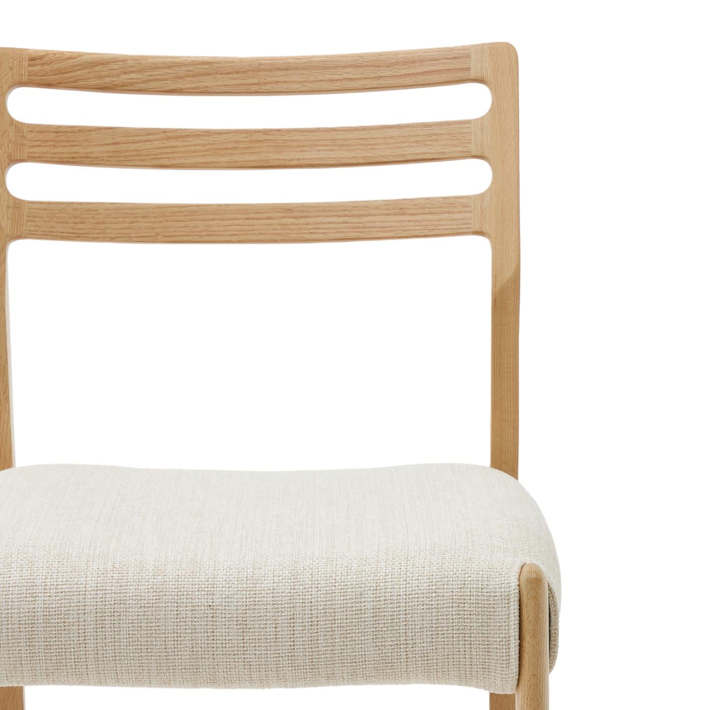 CUDIA Stuhl beige Chenille mit Eichengestell