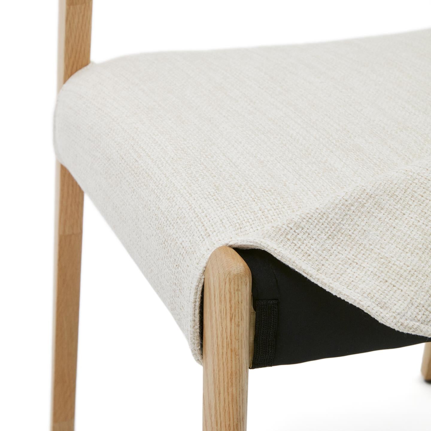 CUDIA Stuhl beige Chenille mit Eichengestell