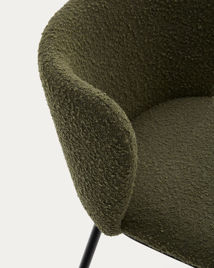 Chair in the fabric boucle ciselia olive