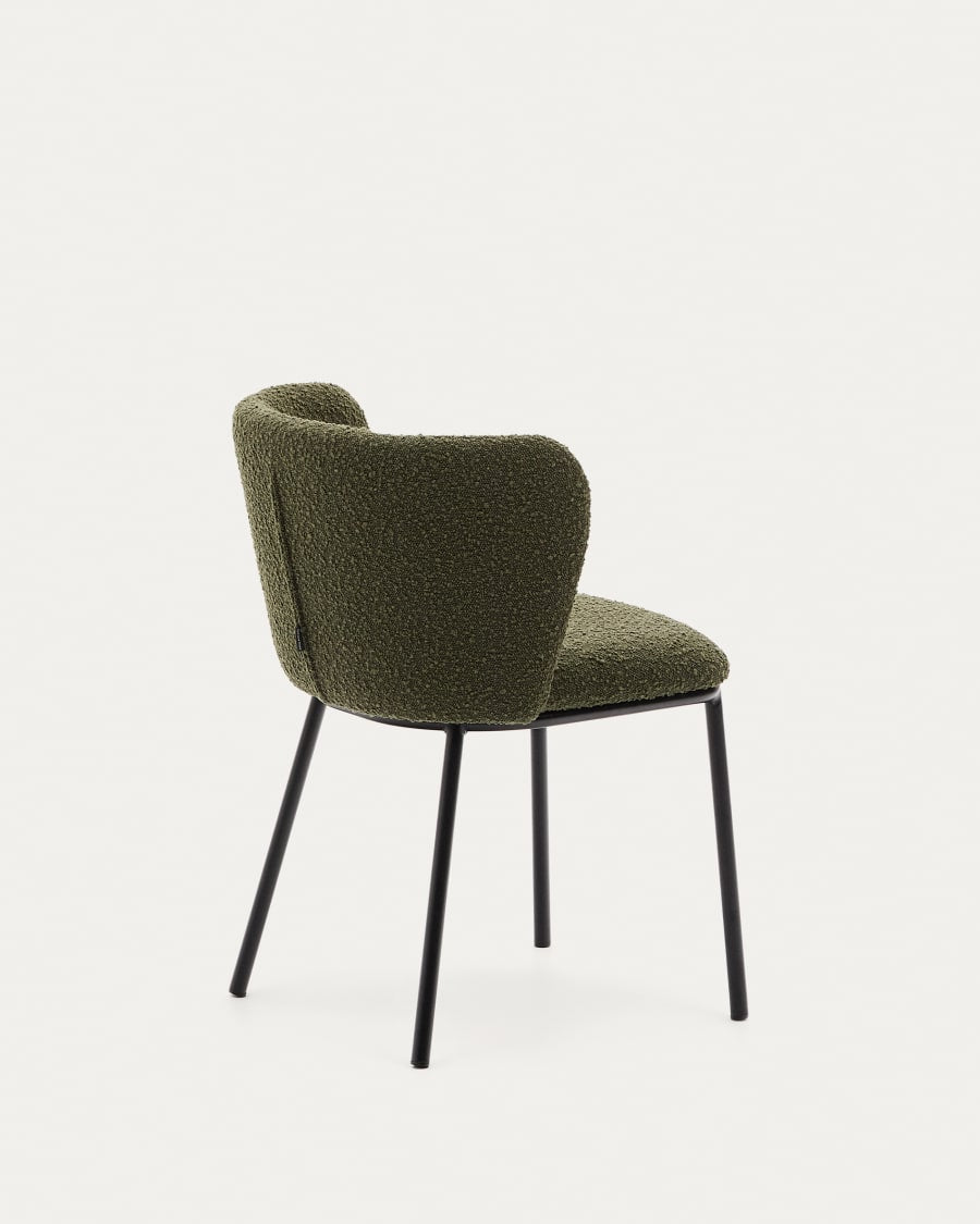 Chair in the fabric boucle ciselia olive