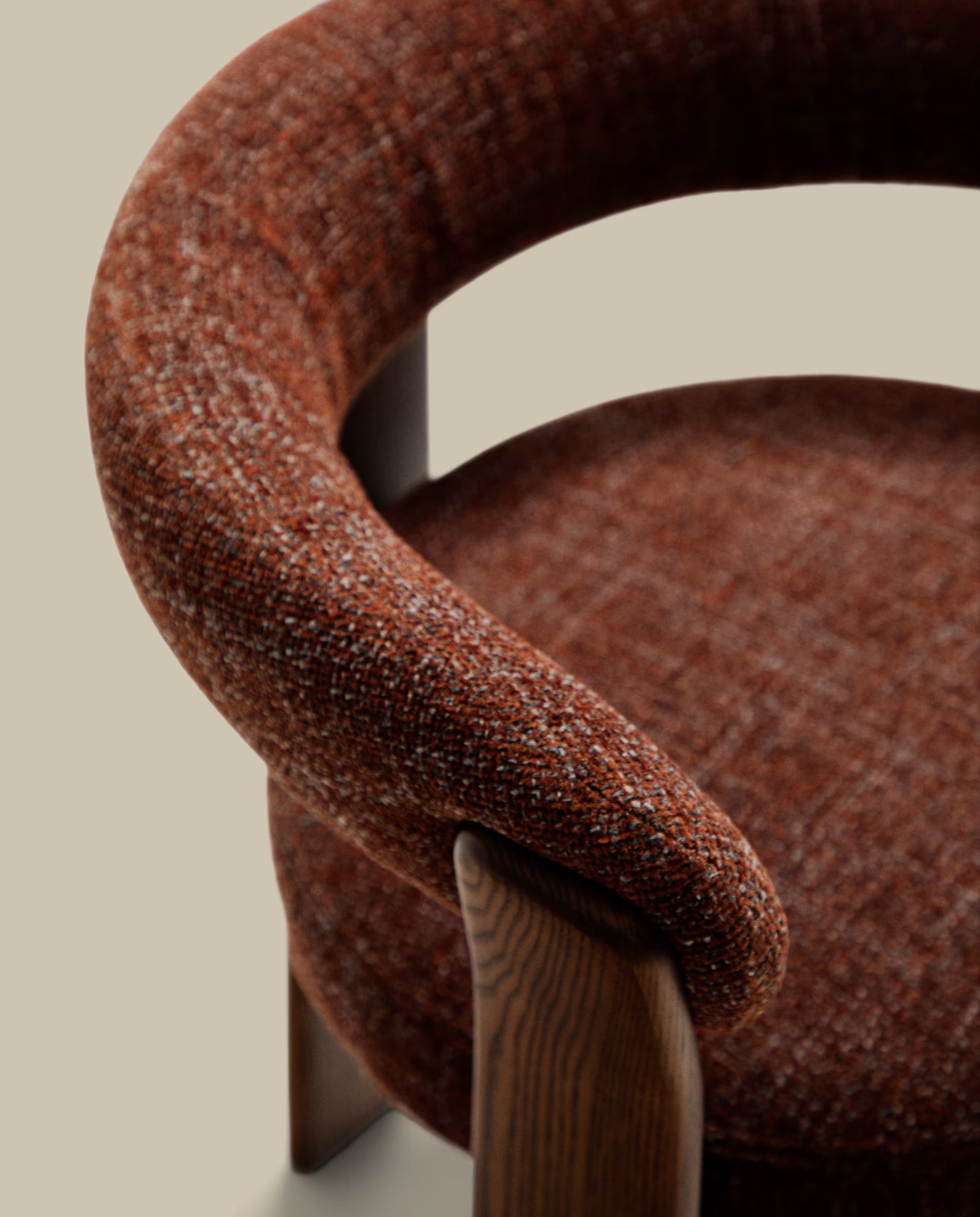 Sessel mit Armlehnen GRANITE braunes Chenille mit dunklem Eschenfuß