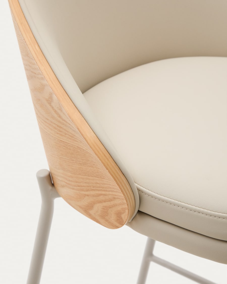 Eama Bar Chair Beige Eco -leather with ash finish