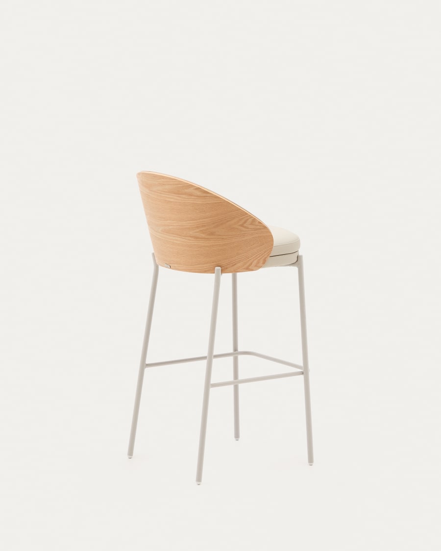 Eama Bar Chair Beige Eco -leather with ash finish