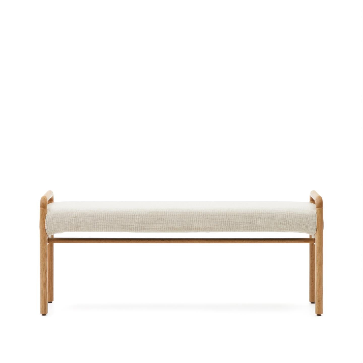 MACARET beige Chenille-Bank mit Eichengestell