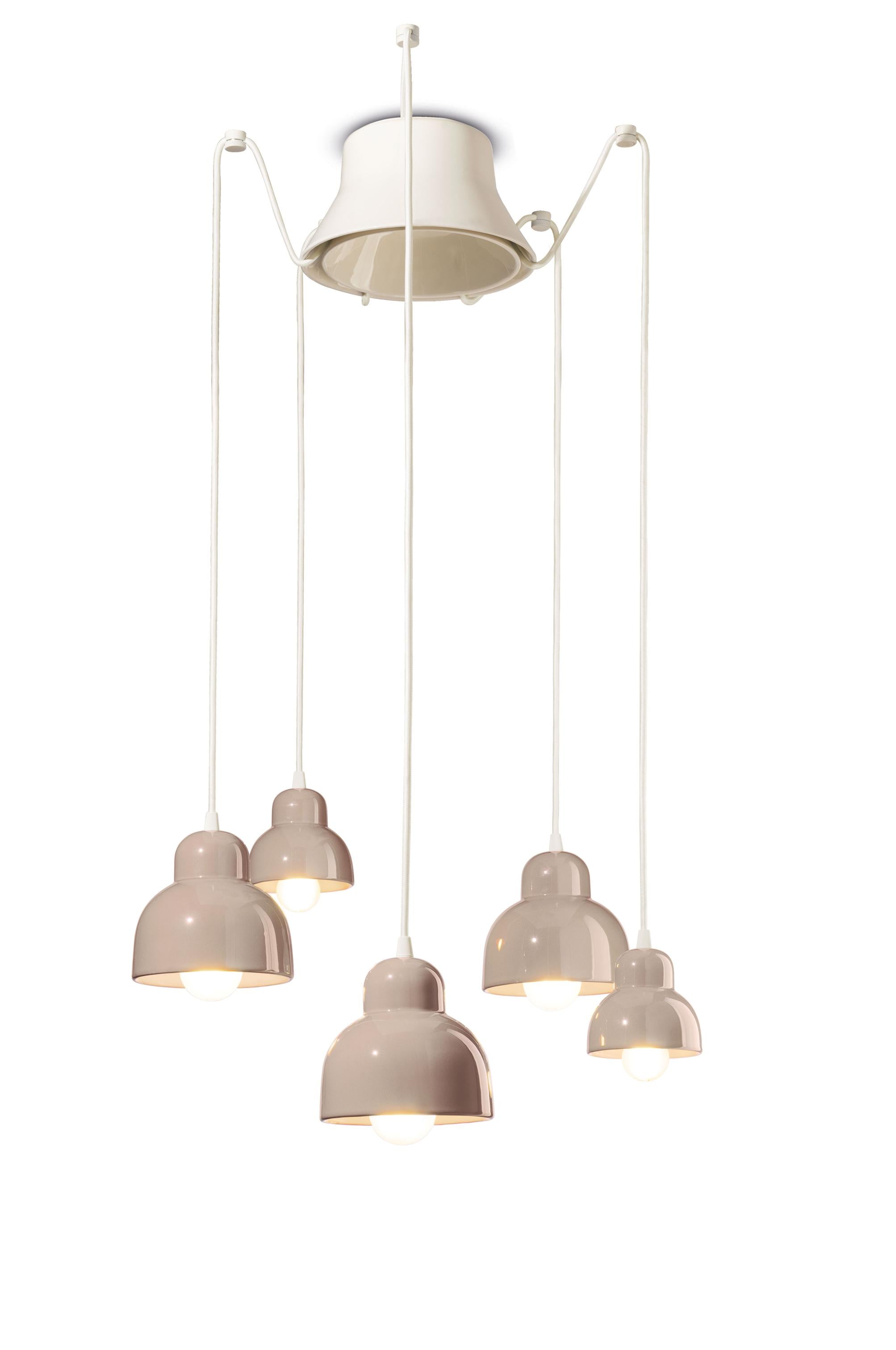 Keramischer Kronleuchter BERIMBAU beige