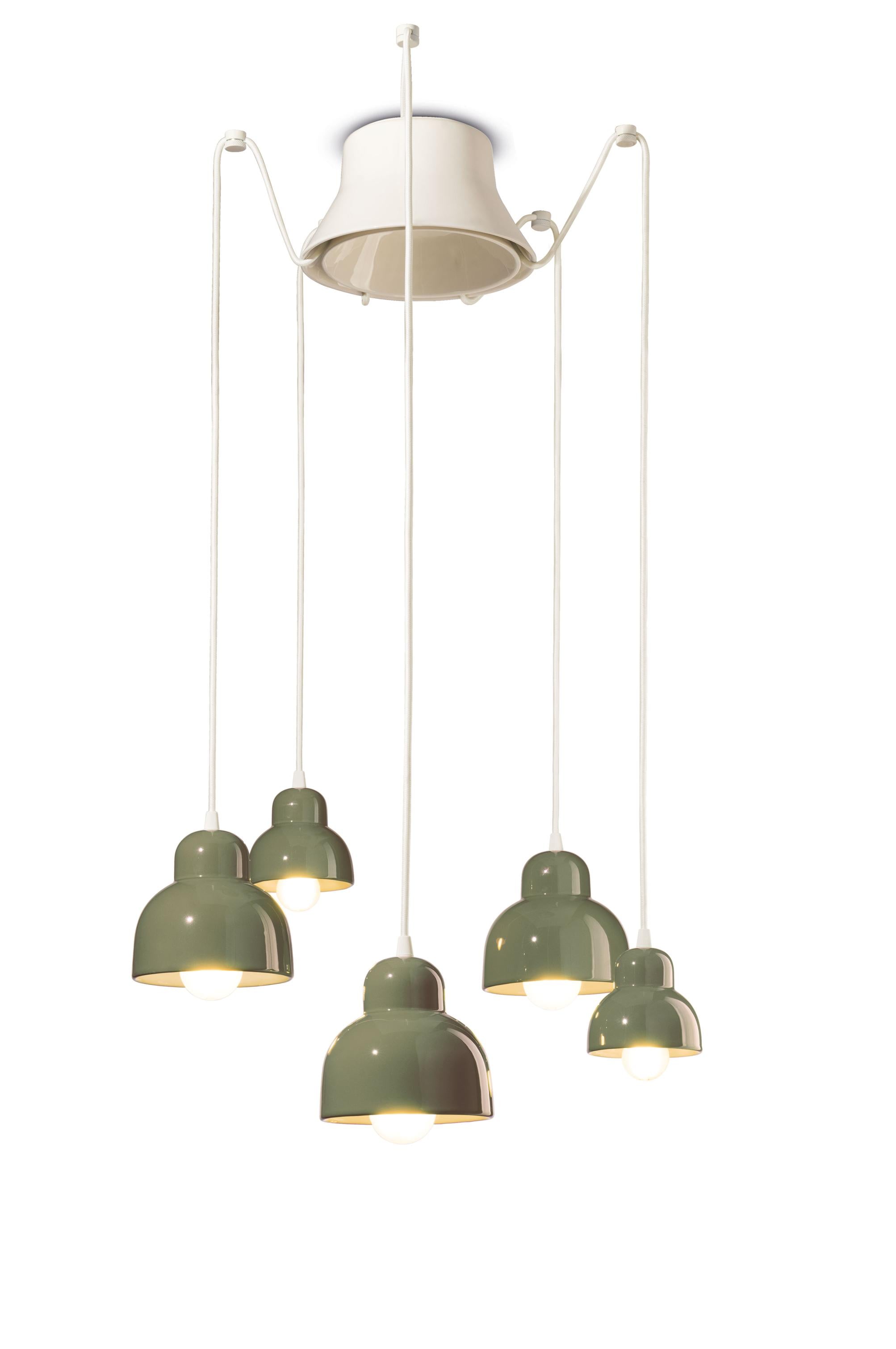 Keramischer Kronleuchter BERIMBAU Salbei