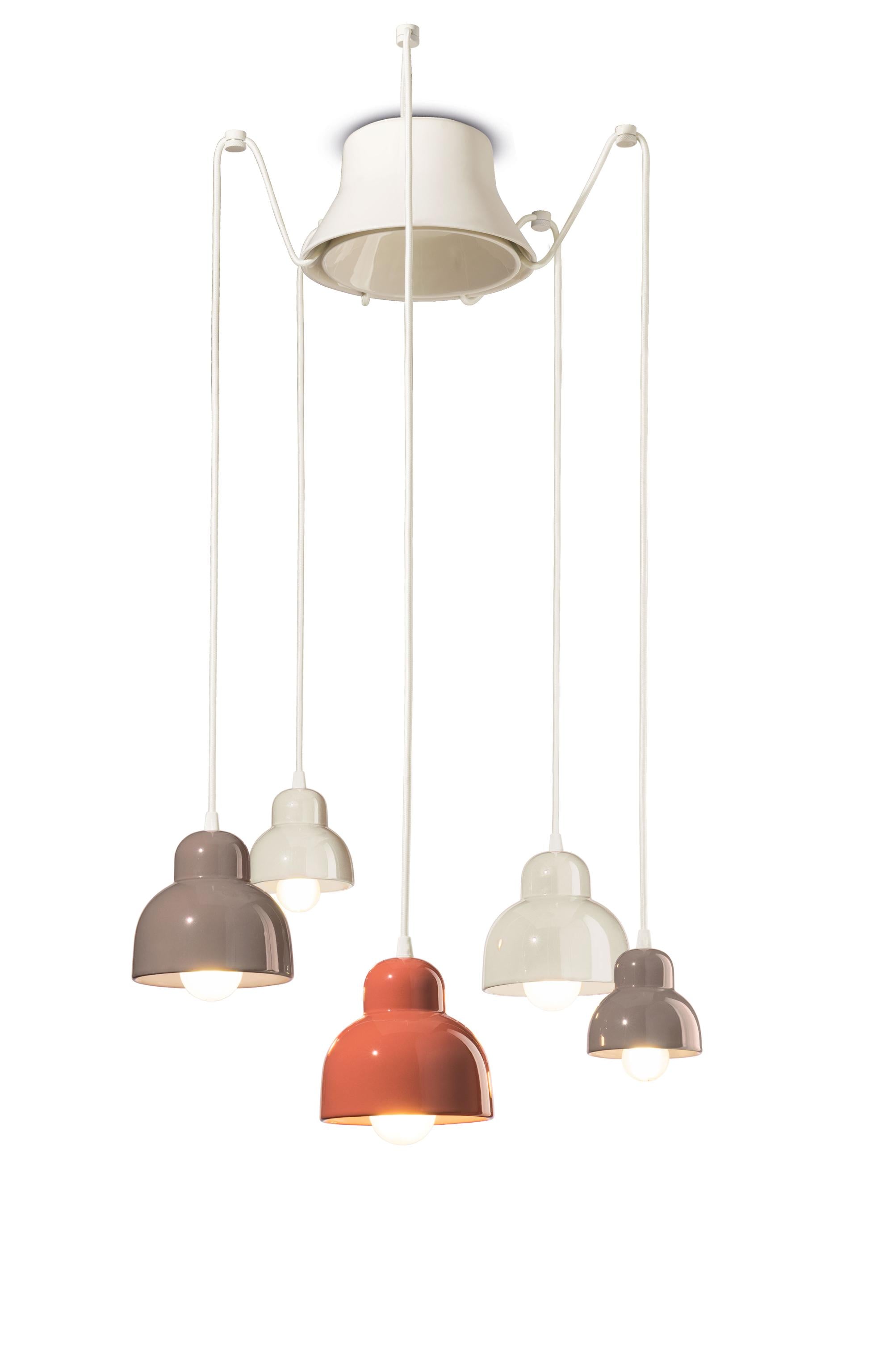 Keramikleuchter BERIMBAU MIX creme mit mokka und orange
