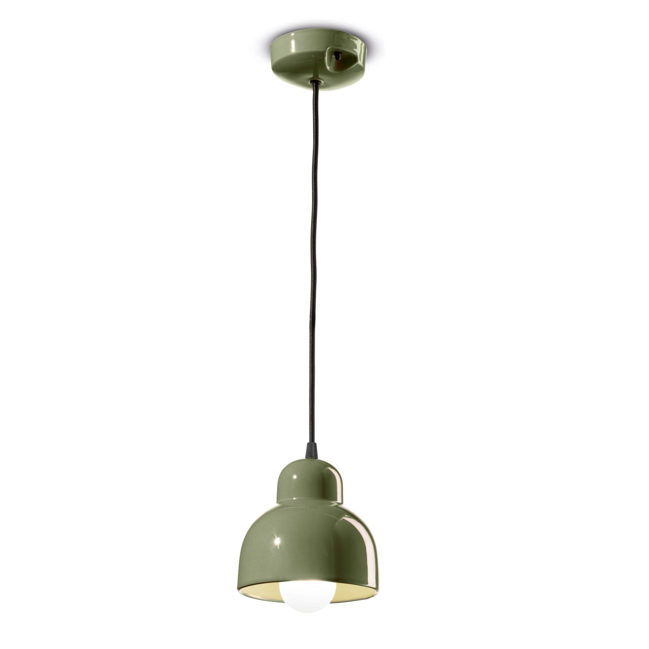 Ceramic pendant lamp BERIMBAU sage