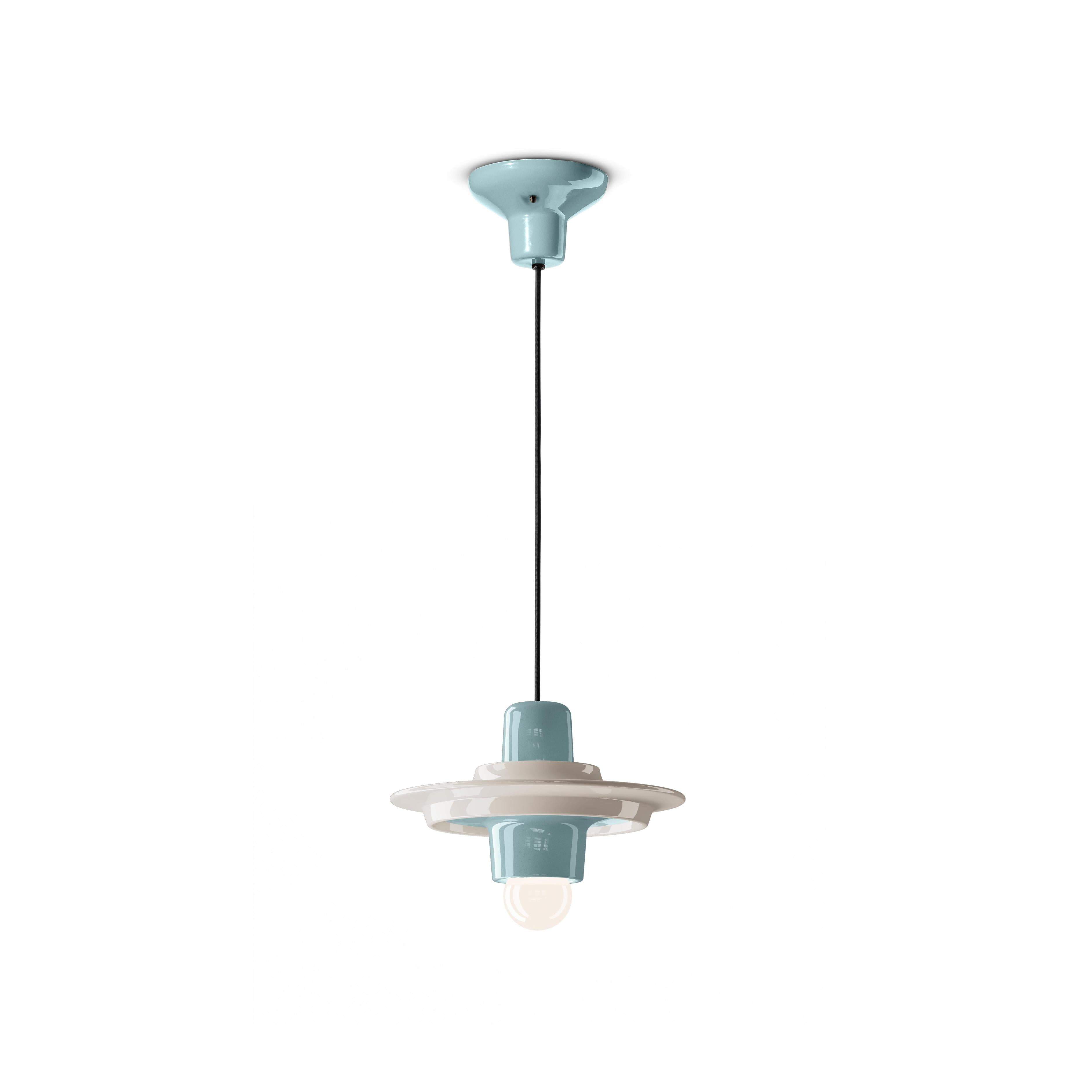 VOILÀ cream ceramic pendant lamp with blue