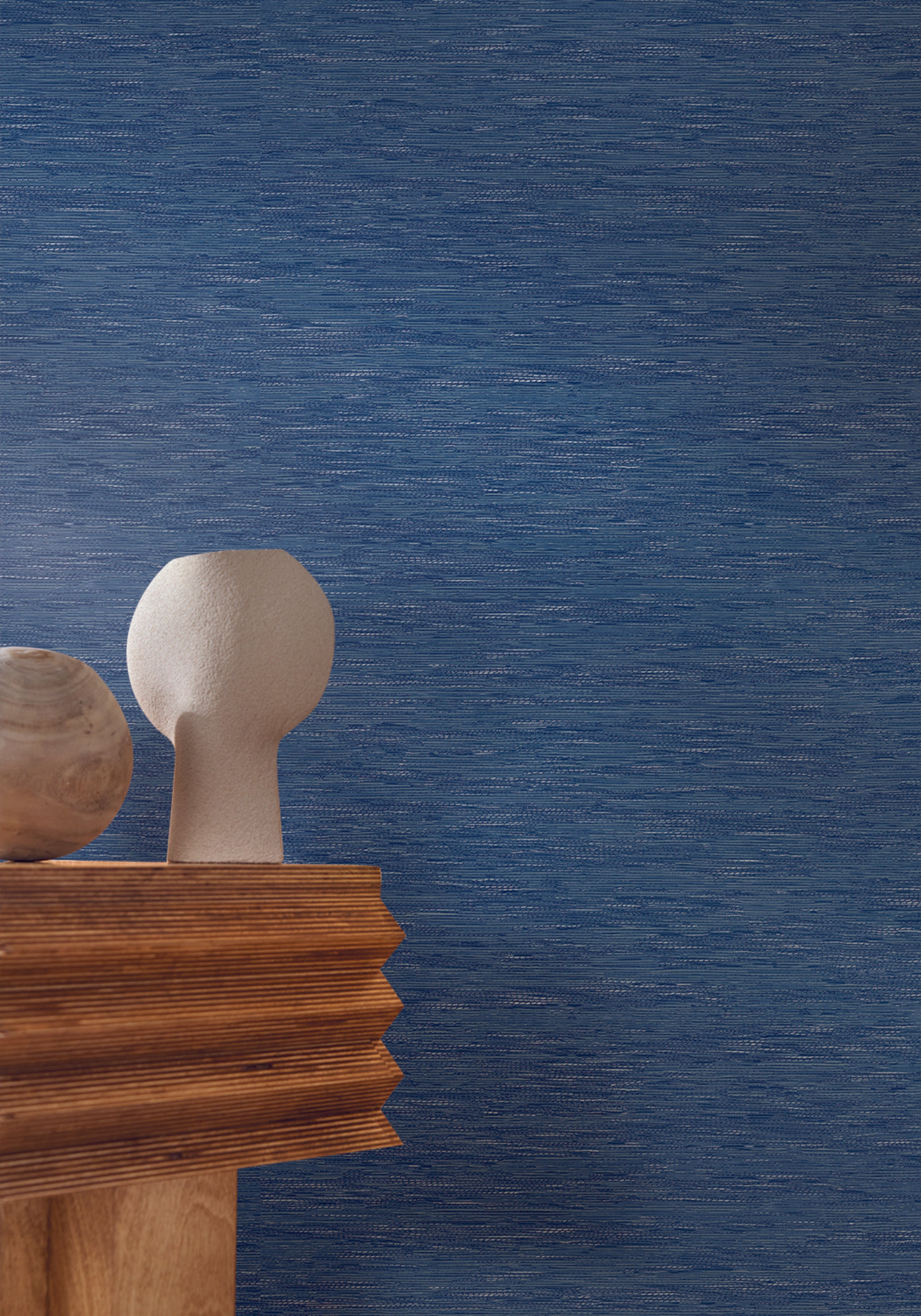 Strukturierte Tapete, die Jacquard-Stoff imitiert TATAMI - BLEU ÉLECTRIQUE dunkelblau