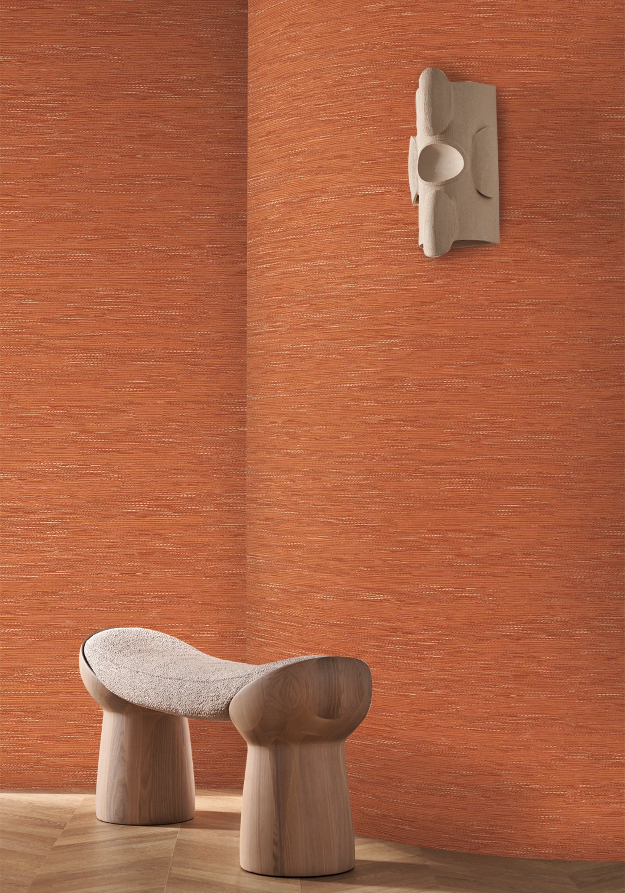 Tapete, die Jacquardstoff imitiert TATAMI - NUDE mandelkoralle