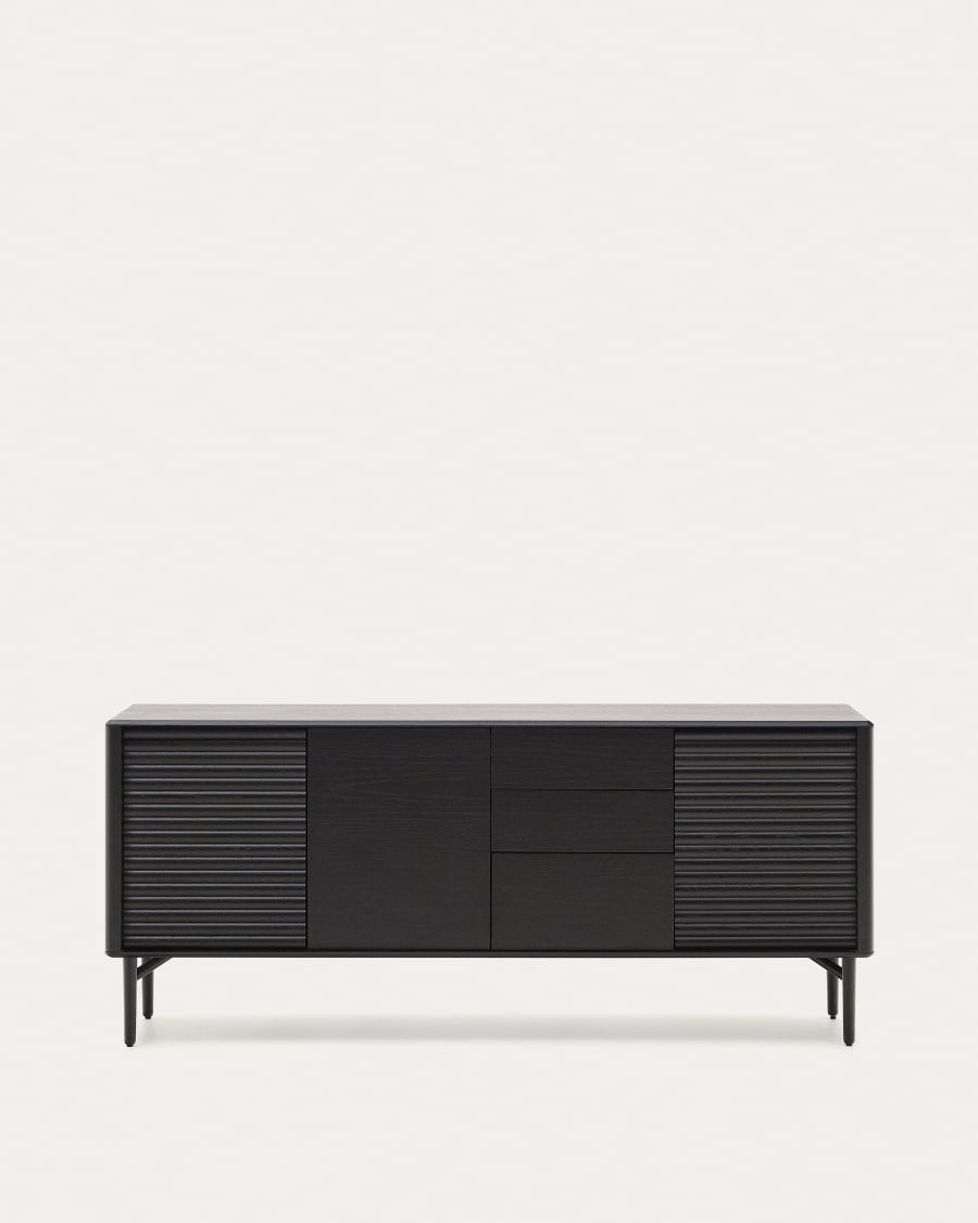 Lenon Veneer chest of drawers and solid black oak wood