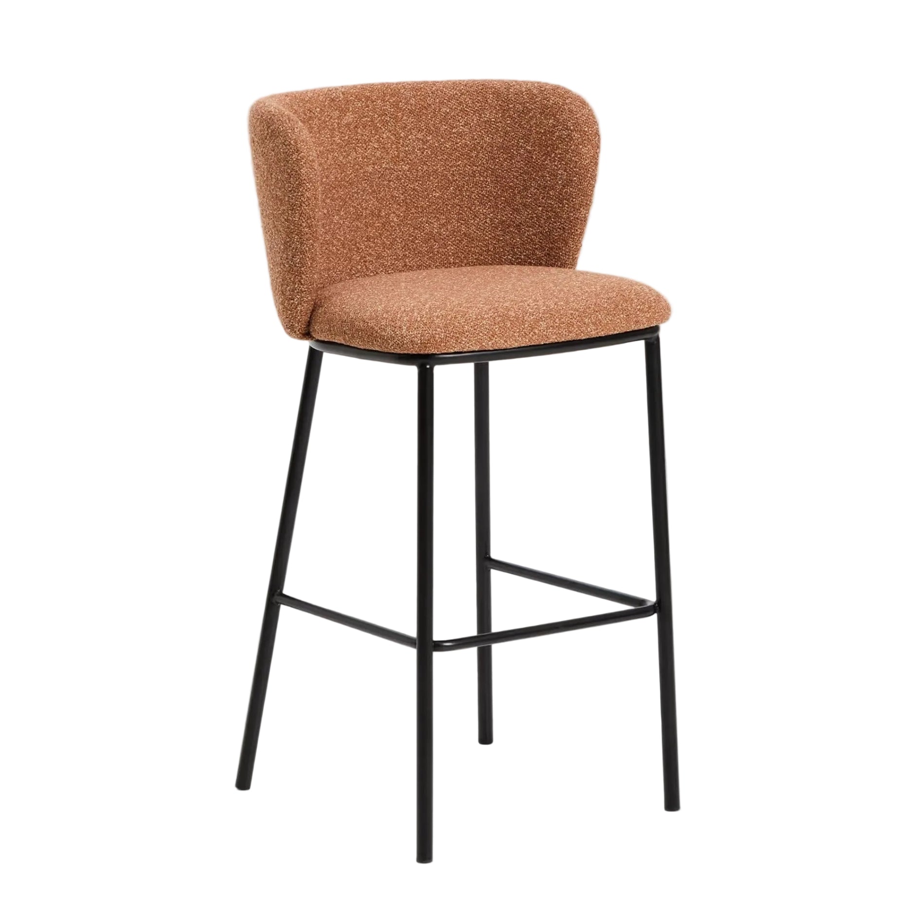 Bar stool CISELIA brick chenille with black base