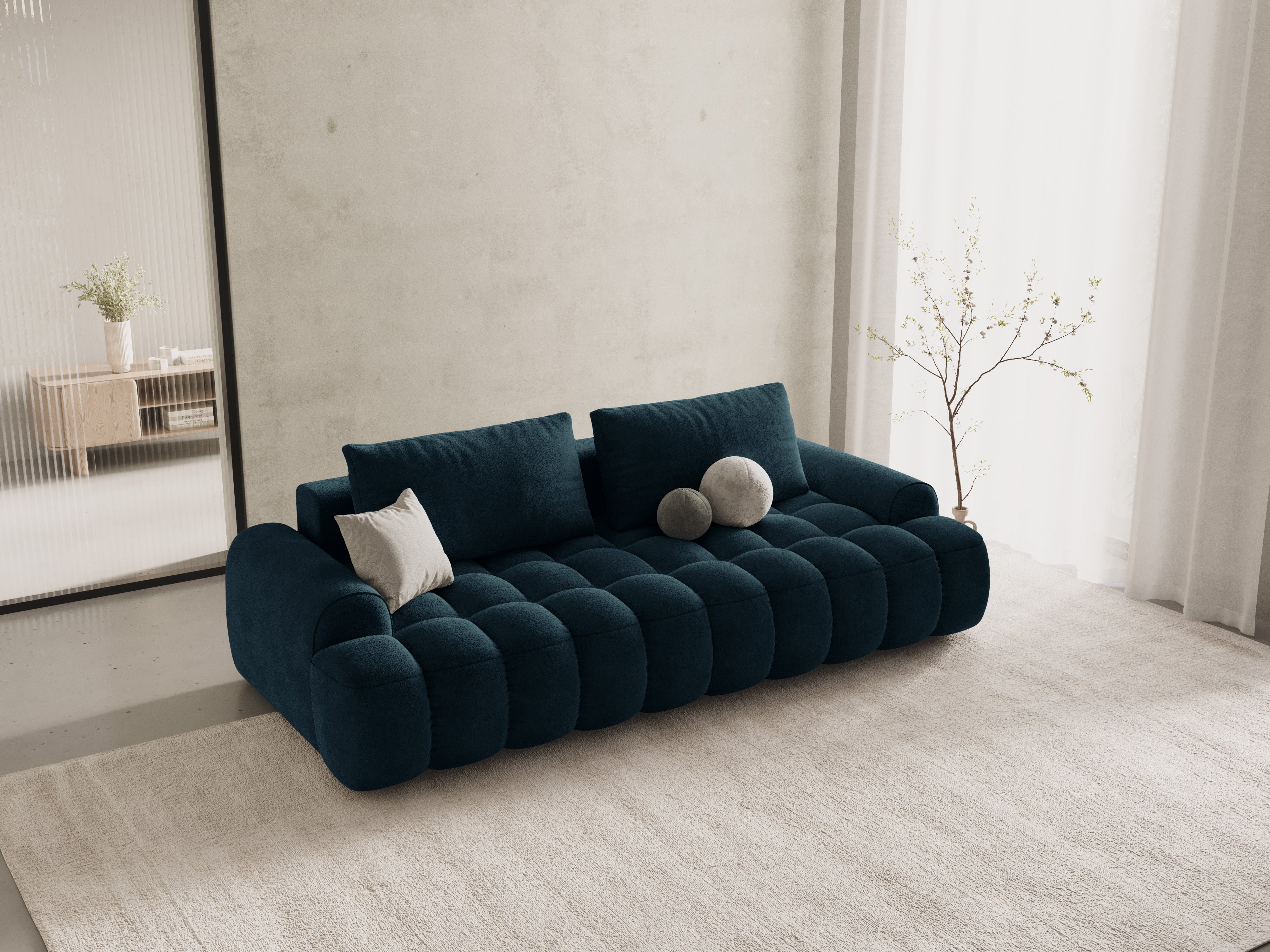Sofa aus Samt mit Schlaf-Funktion für 4 Personen LINZ petrol