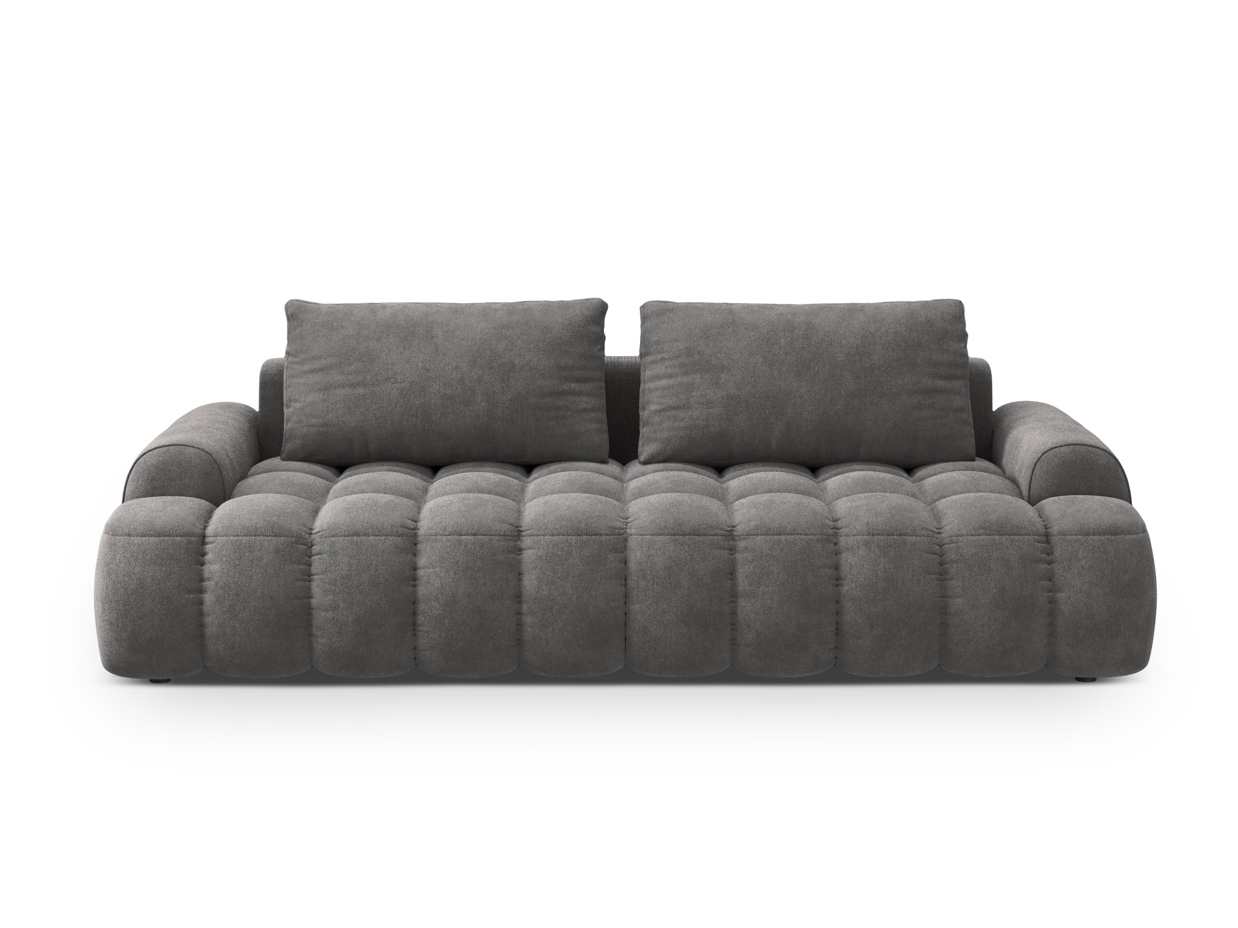 Sofa aus Samt mit Schlaf-Funktion für 4 Personen LINZ dunkelgrau