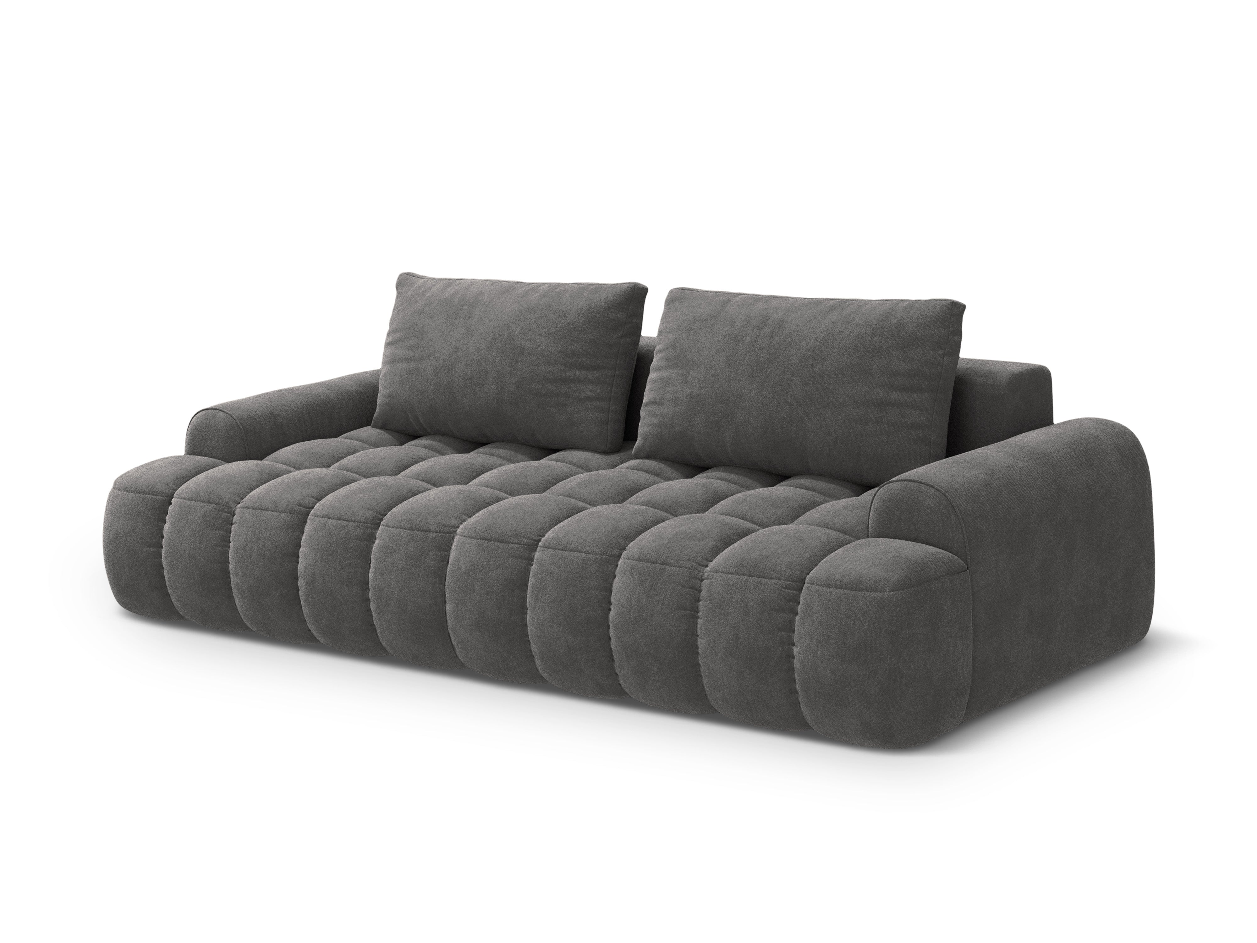 Sofa aus Samt mit Schlaf-Funktion für 4 Personen LINZ dunkelgrau