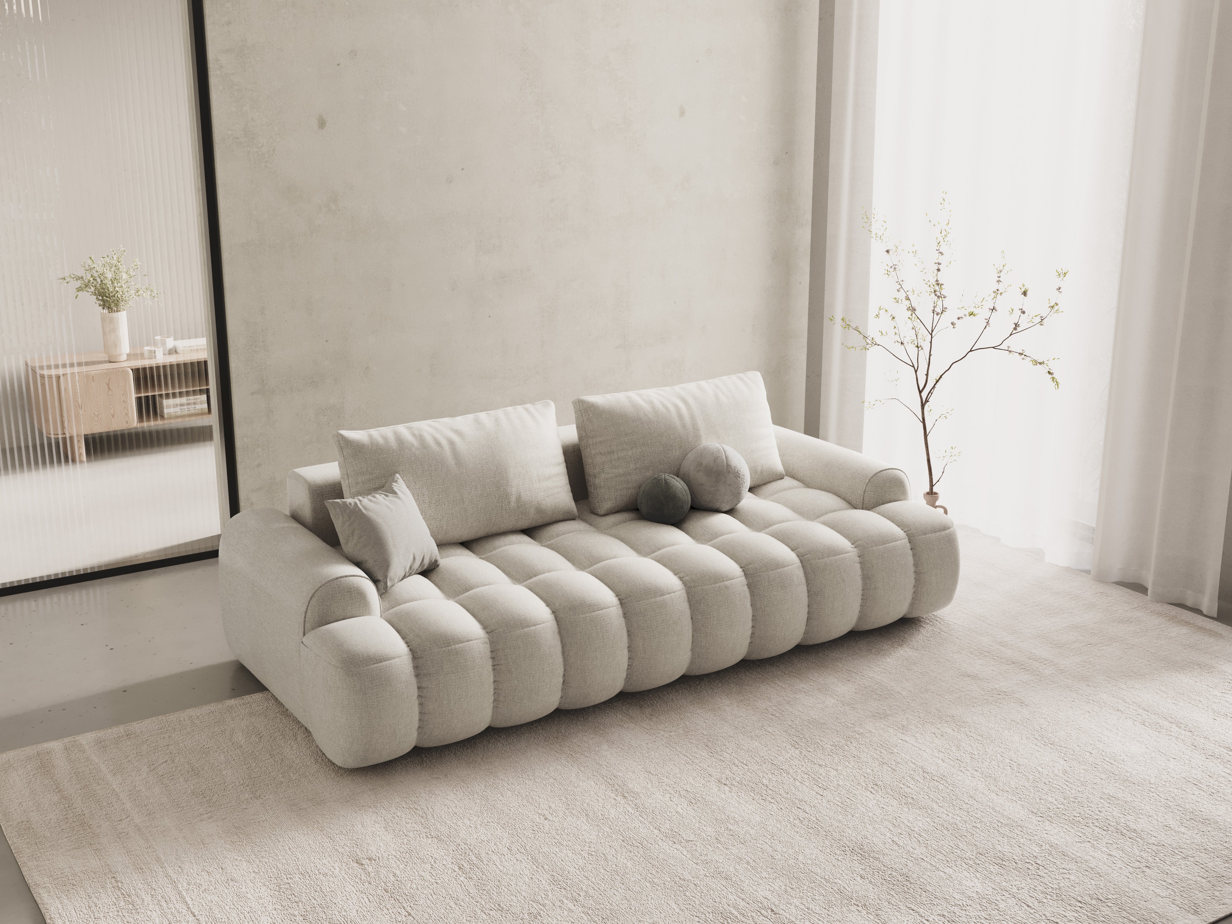 Sofa with sleeping function for 4 people LINZ cream