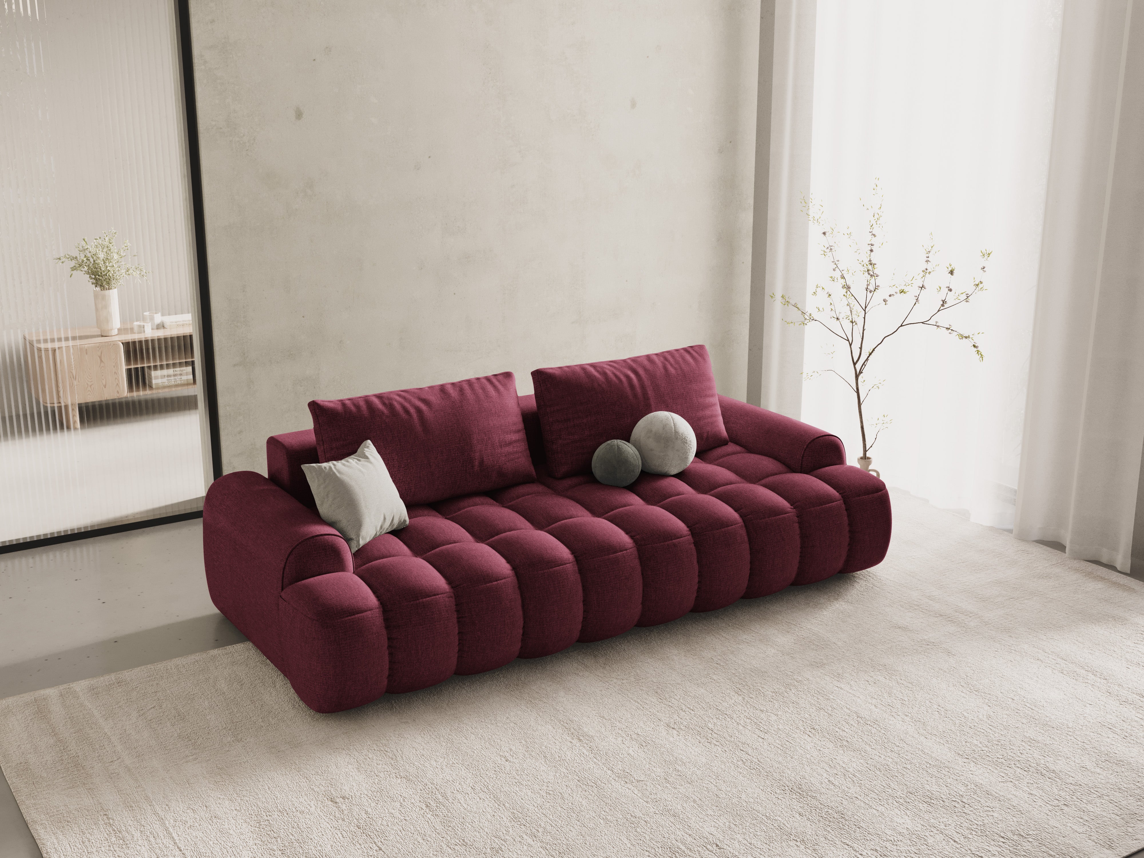 Sofa mit Schlaffunktion für 4 Personen LINZ bordeauxrot