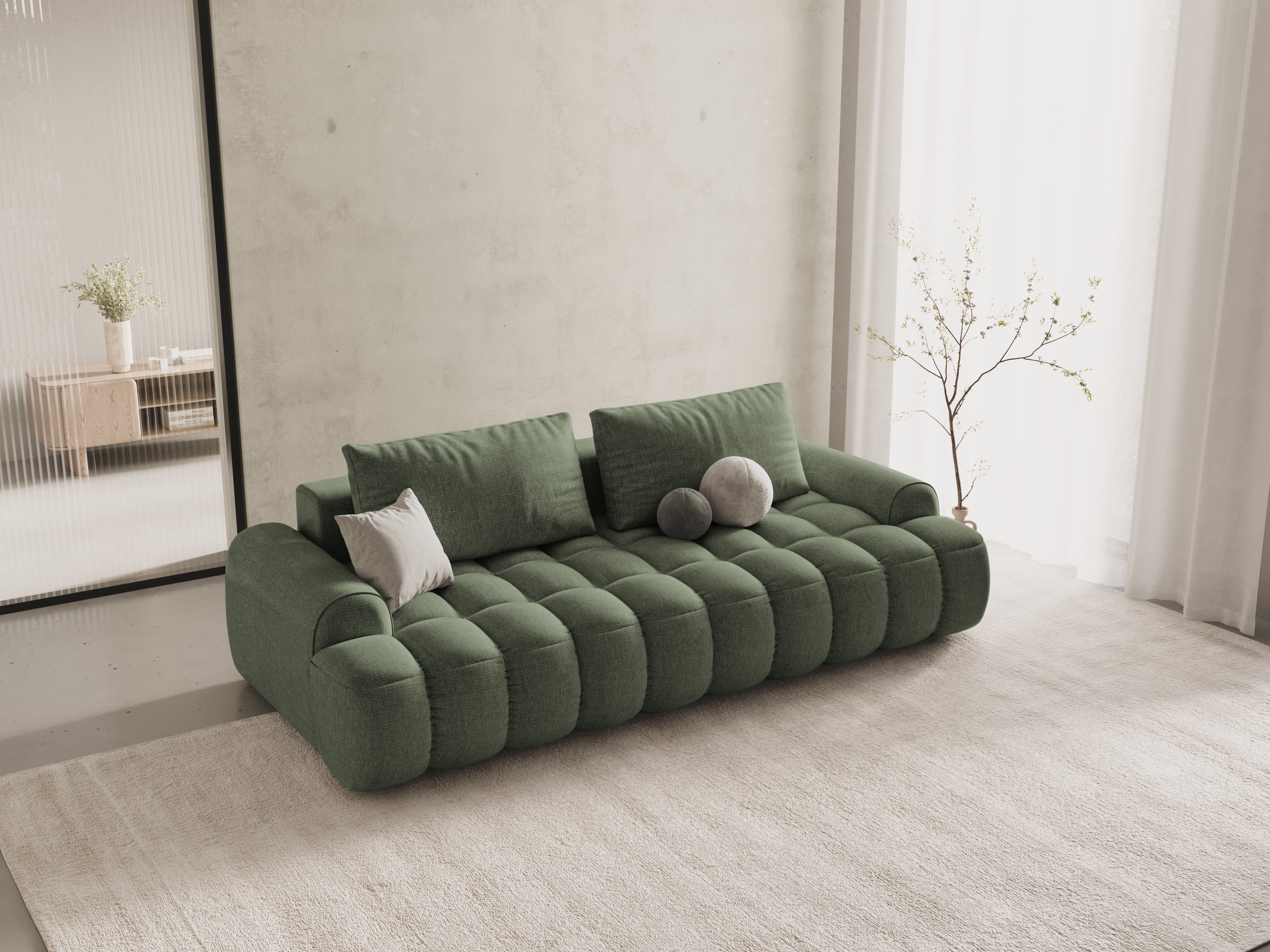Sofa mit Schlaffunktion für 4 Personen LINZ olivgrün